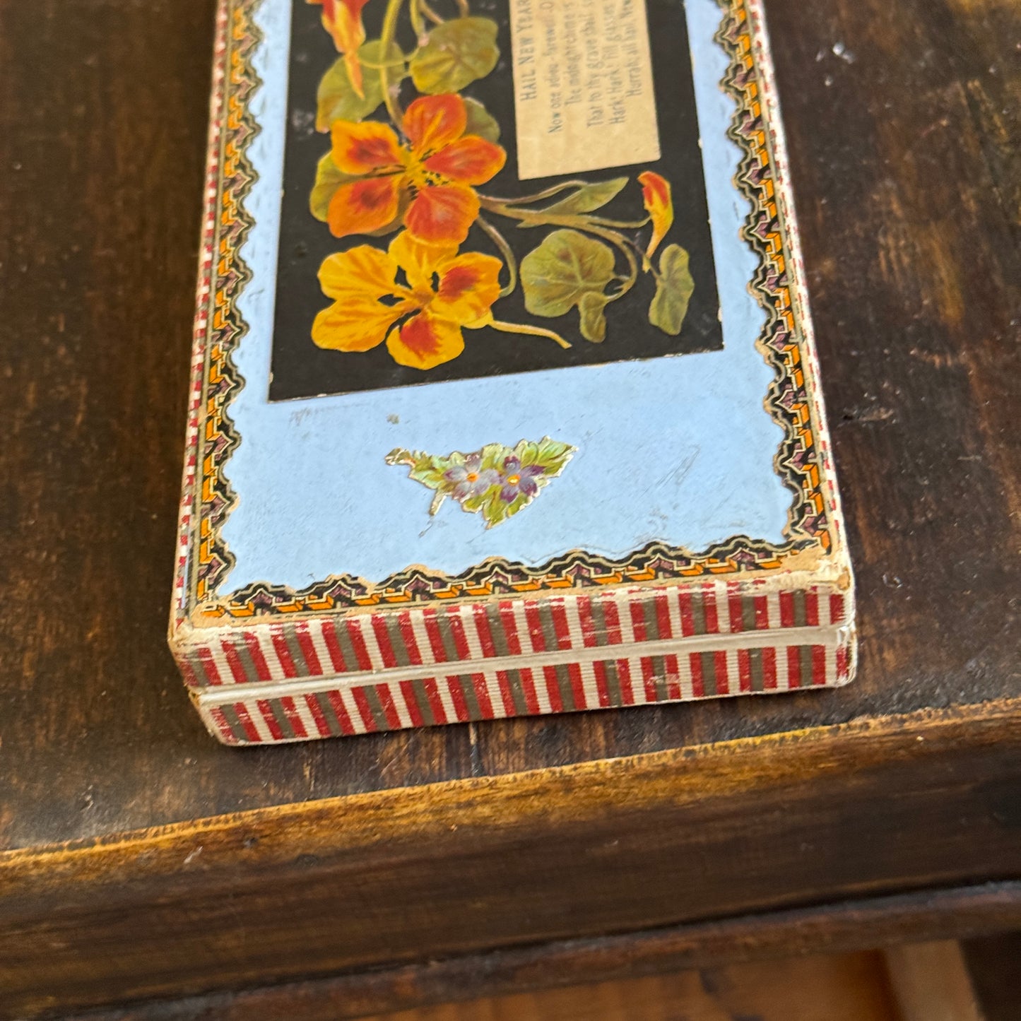 Antique Victorian Much Loved New Year's Small Gift Box