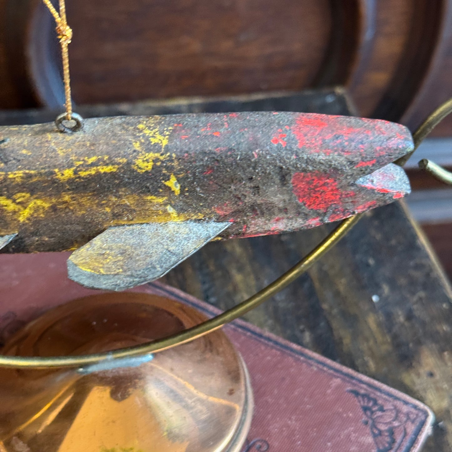 Hand Carved Folk Art Working Fish Decoy by Johnston