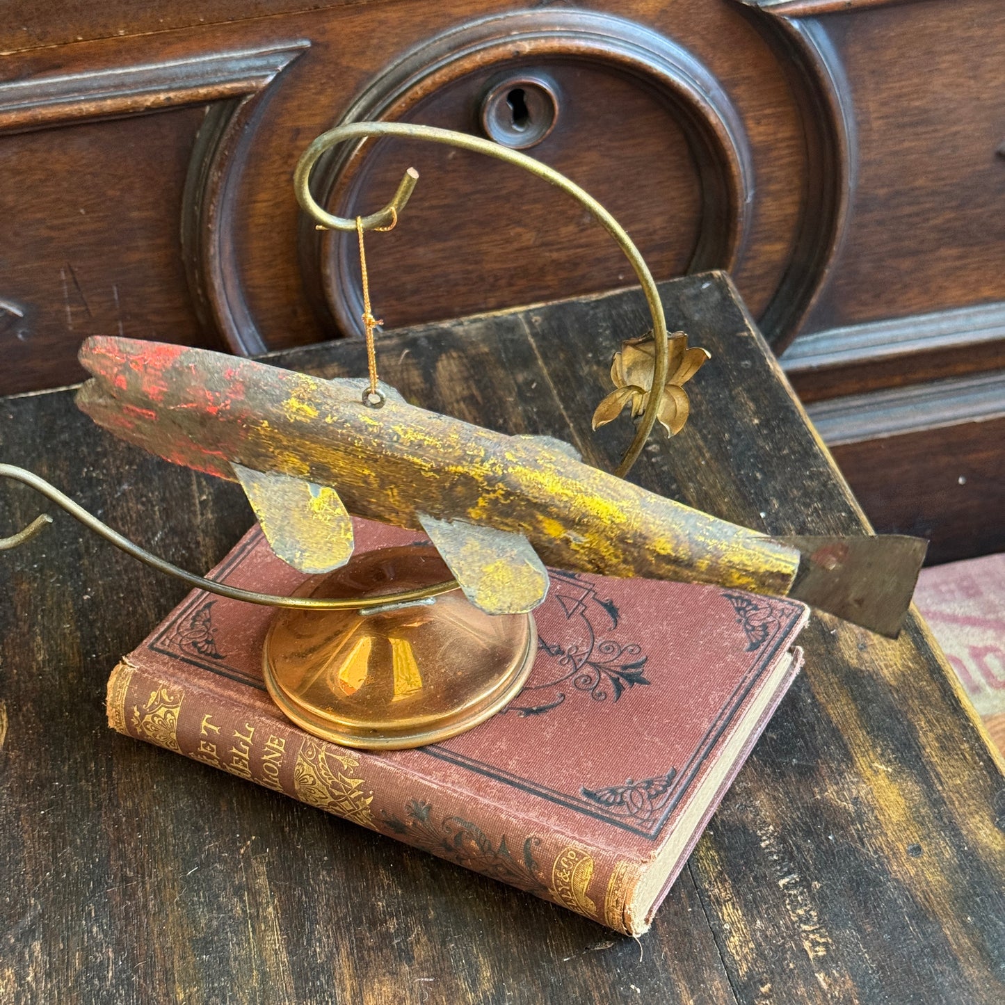 Hand Carved Folk Art Working Fish Decoy by Johnston