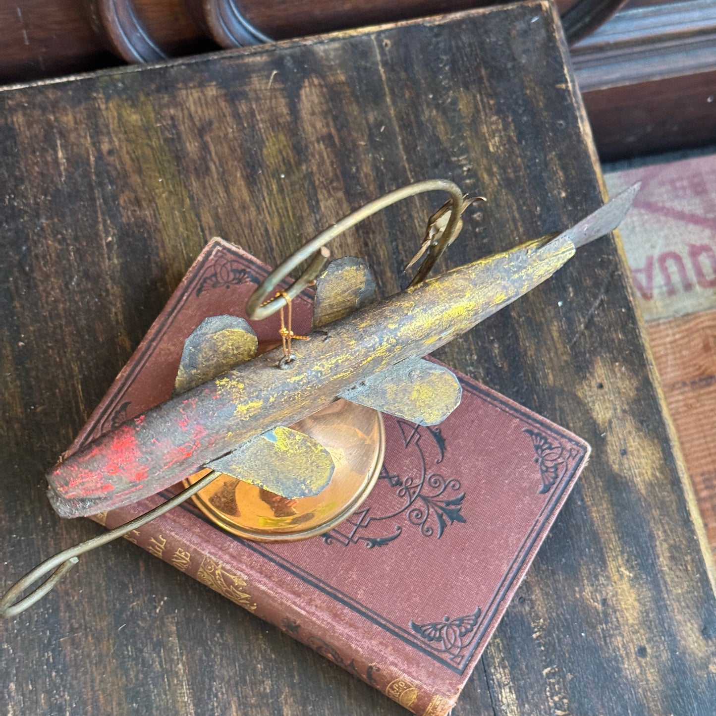 Hand Carved Folk Art Working Fish Decoy by Johnston