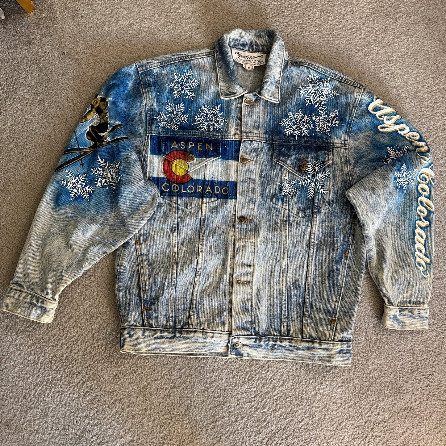Tony Alamo of Nashville Aspen Colorado Hand Painted Acid Washed Jean Jacket