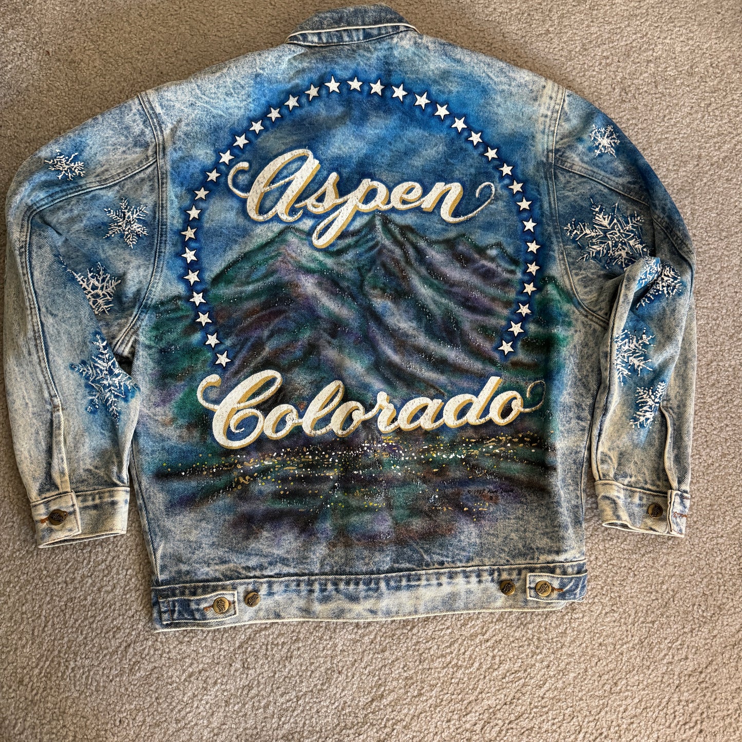 Tony Alamo of Nashville Aspen Colorado Hand Painted Acid Washed Jean Jacket