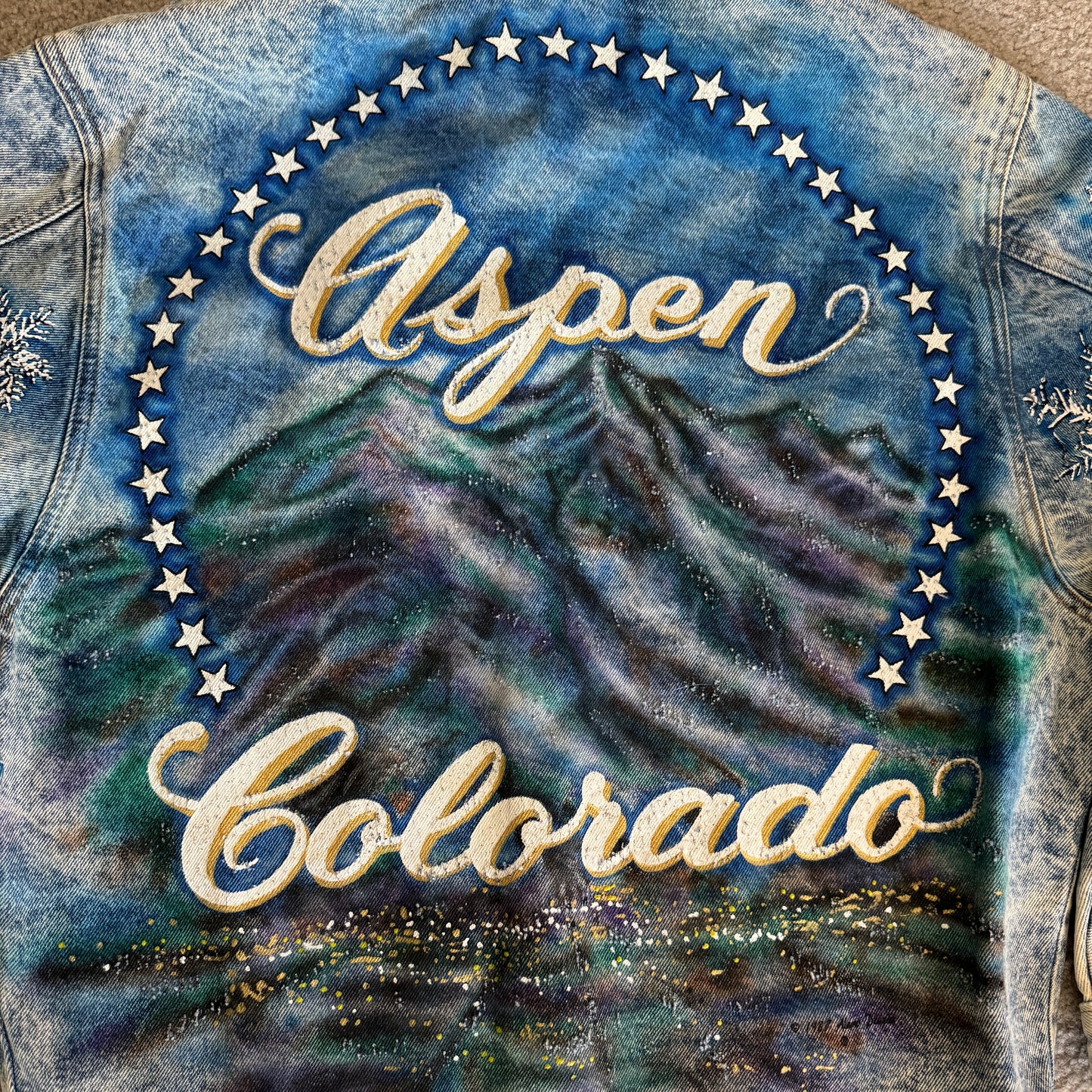 Tony Alamo of Nashville Aspen Colorado Hand Painted Acid Washed Jean Jacket