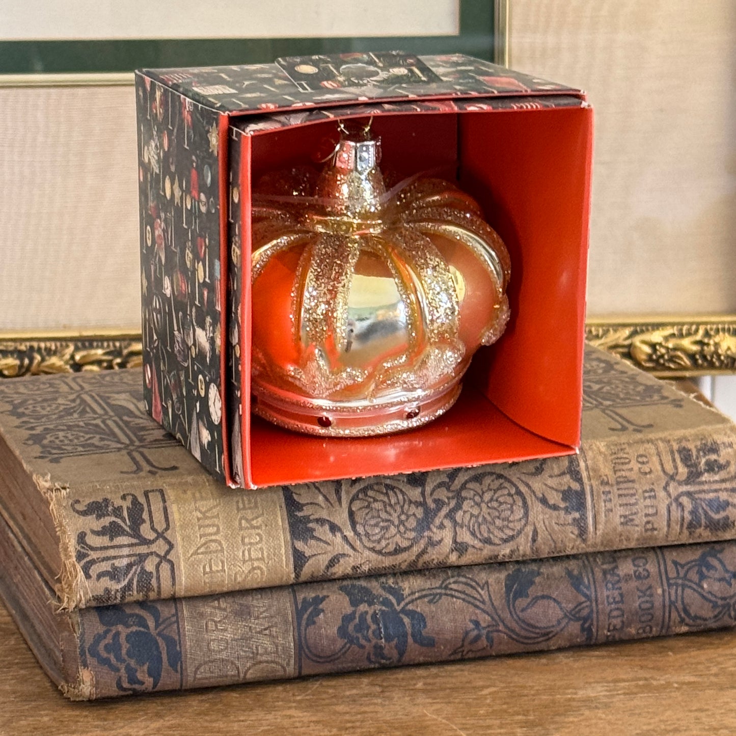 John Derian Gold Glass Glitter Crown Ornament Limited Edition