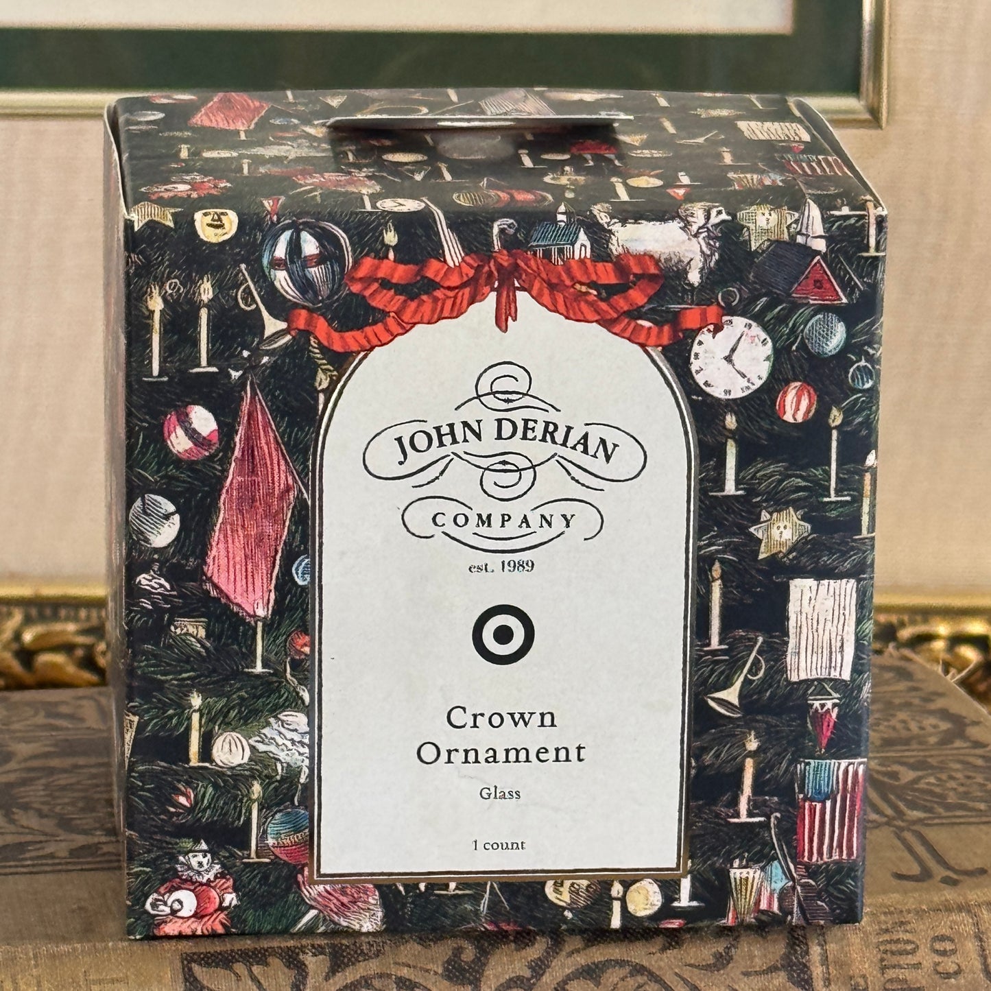 John Derian Gold Glass Glitter Crown Ornament Limited Edition