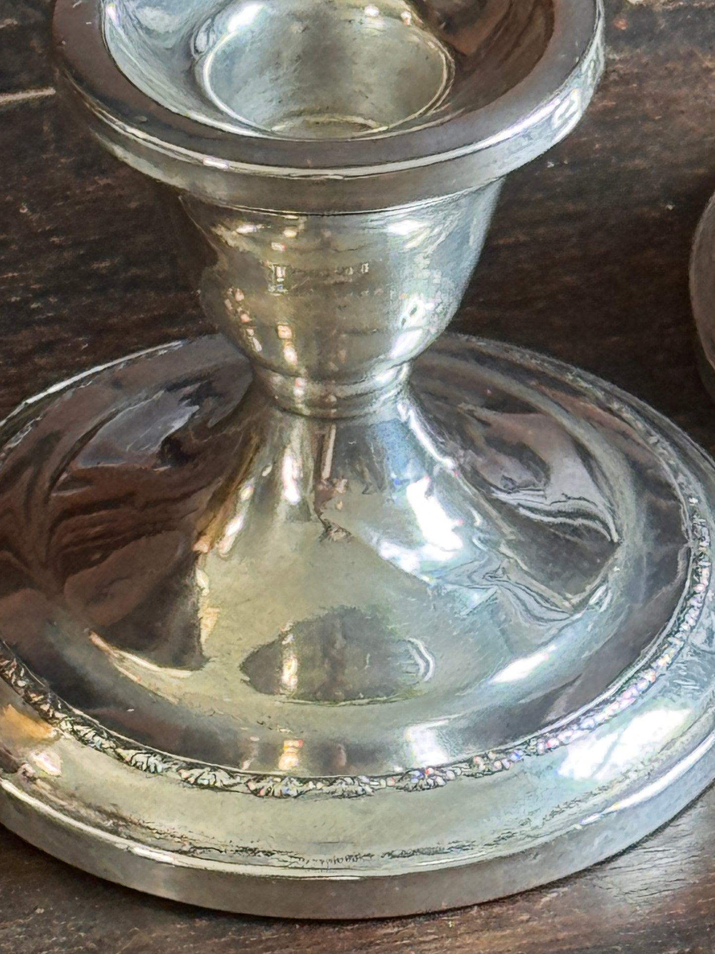 Much-Loved Mid-Century Sterling Silver Candleholders — Cement Filled, Set of 2