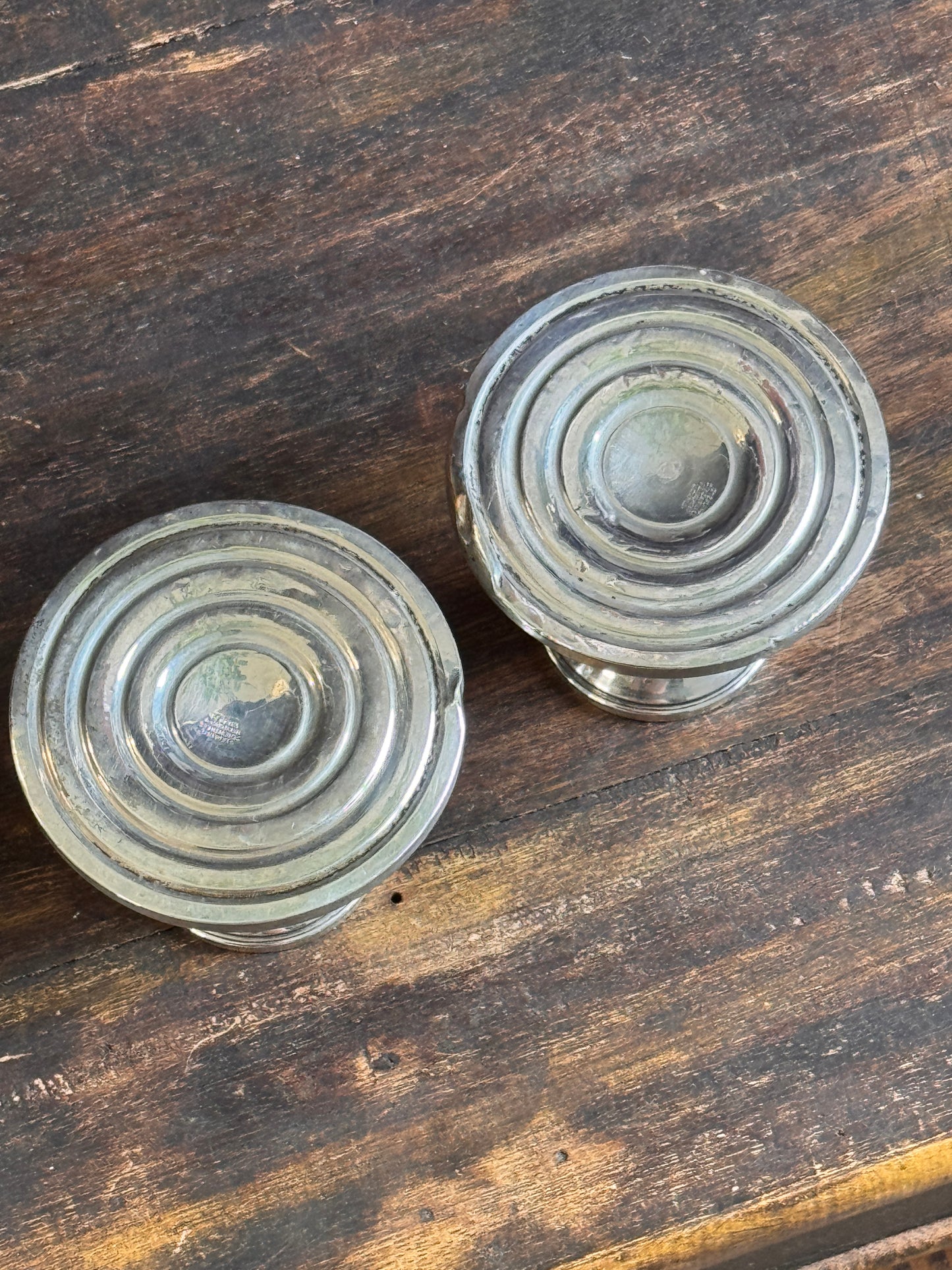 Much-Loved Mid-Century Sterling Silver Candleholders — Cement Filled, Set of 2