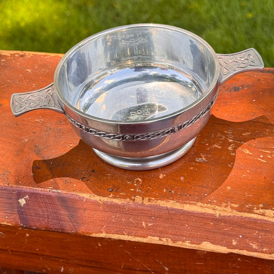 Scottish Piper Pewter Quaich Friendship Bowl for Scotch