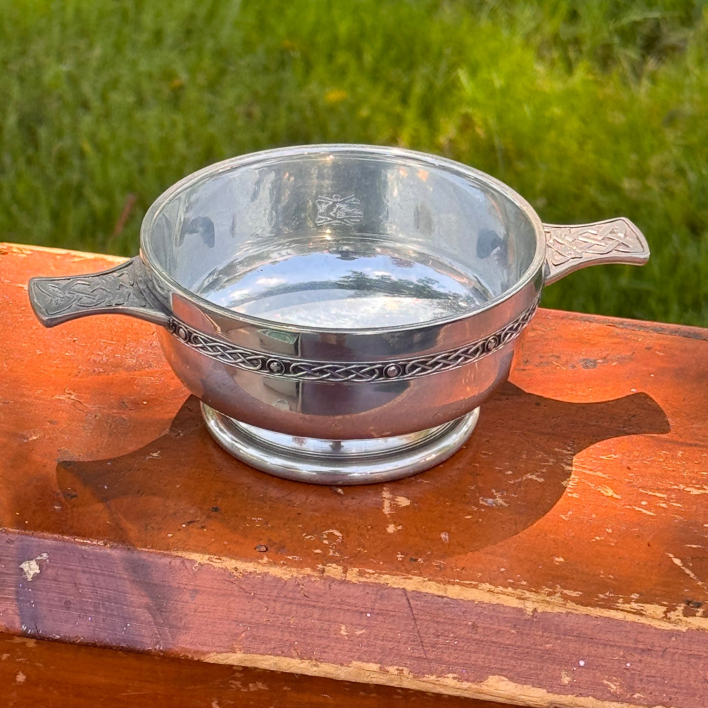 Scottish Piper Pewter Quaich Friendship Bowl for Scotch