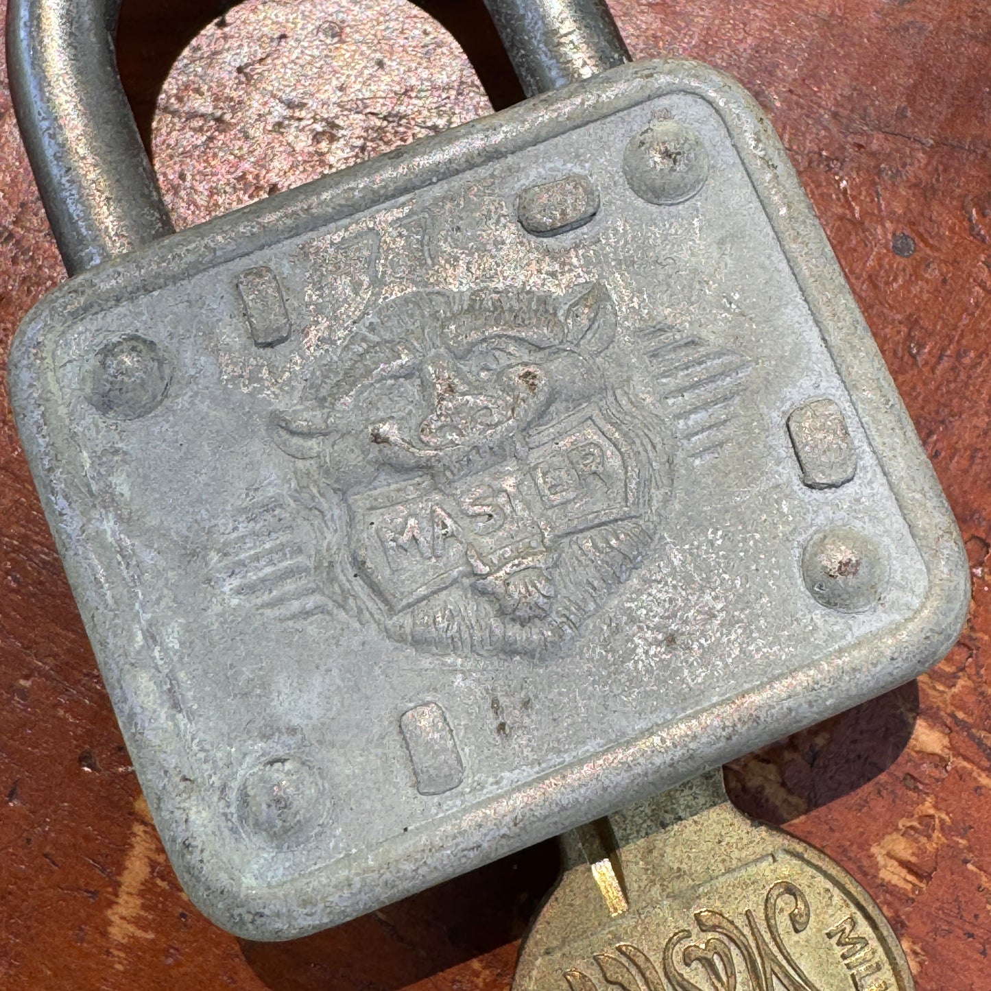 Vintage Master Lock Padlock Lion Head # 77 with Two Keys