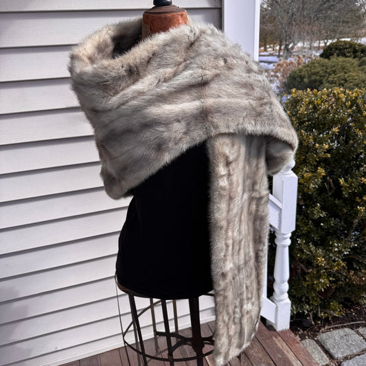 Vintage Adrian Thal New York, Miami Grey Mink Fur Shawl Wrap