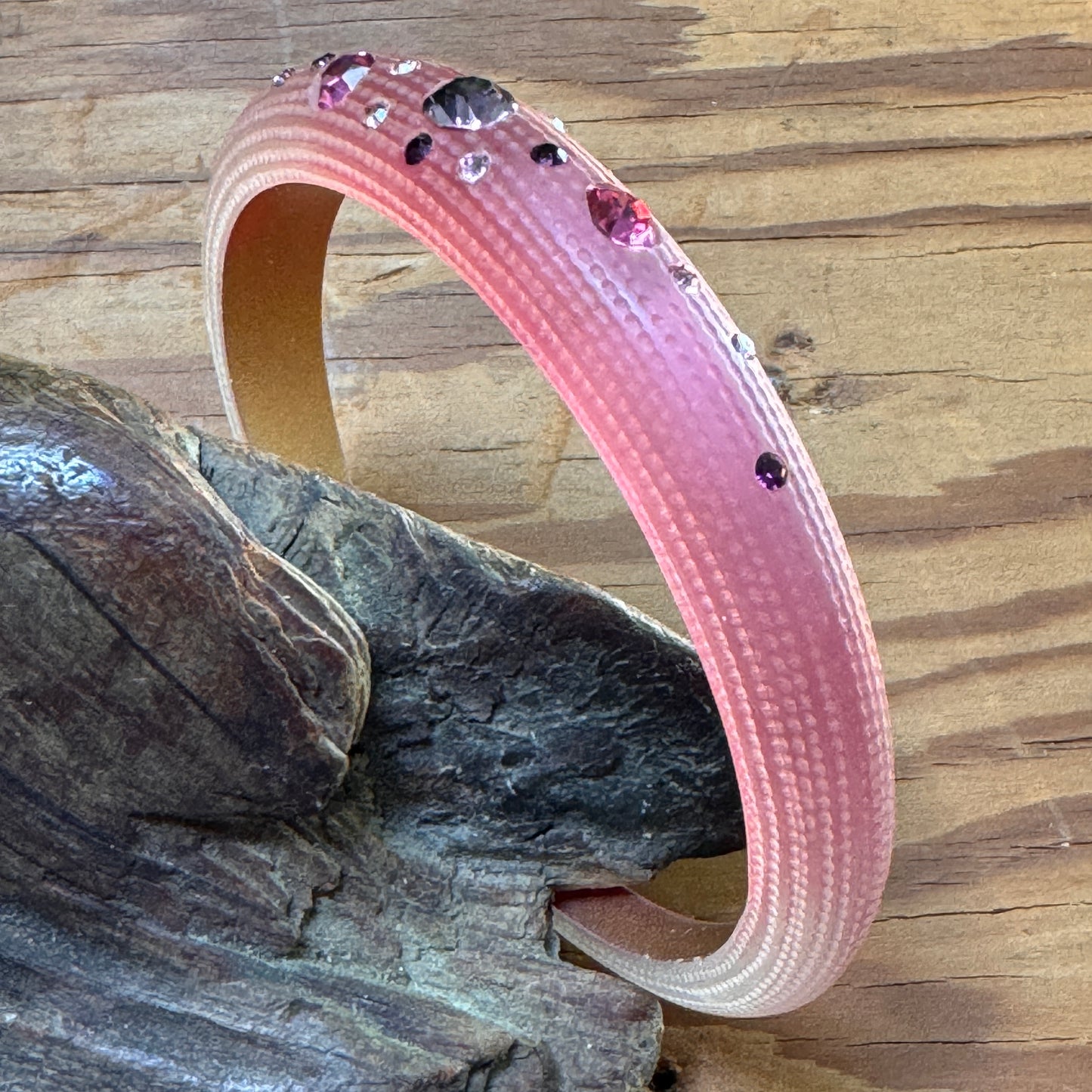 Alexis Bittar Pink Crystal Textured Lucite Bangle Bracelet