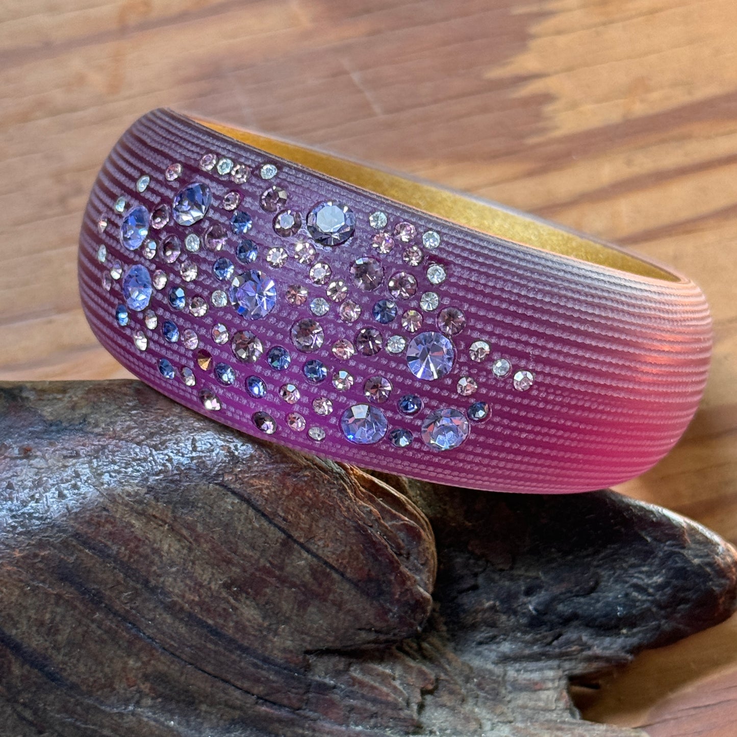 Alexis Bittar Magenta Crystal Textured Lucite Bangle Bracelet