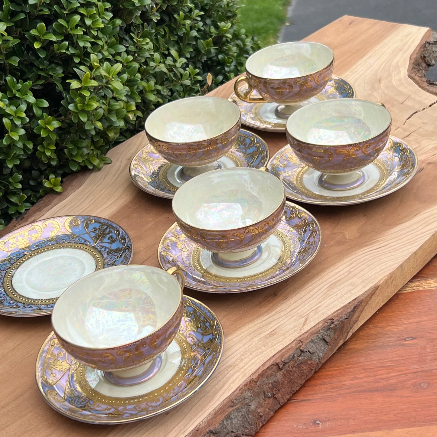 Antique 19 Piece Japanese Nippon Tea Set Hand Painted Gold Moriage