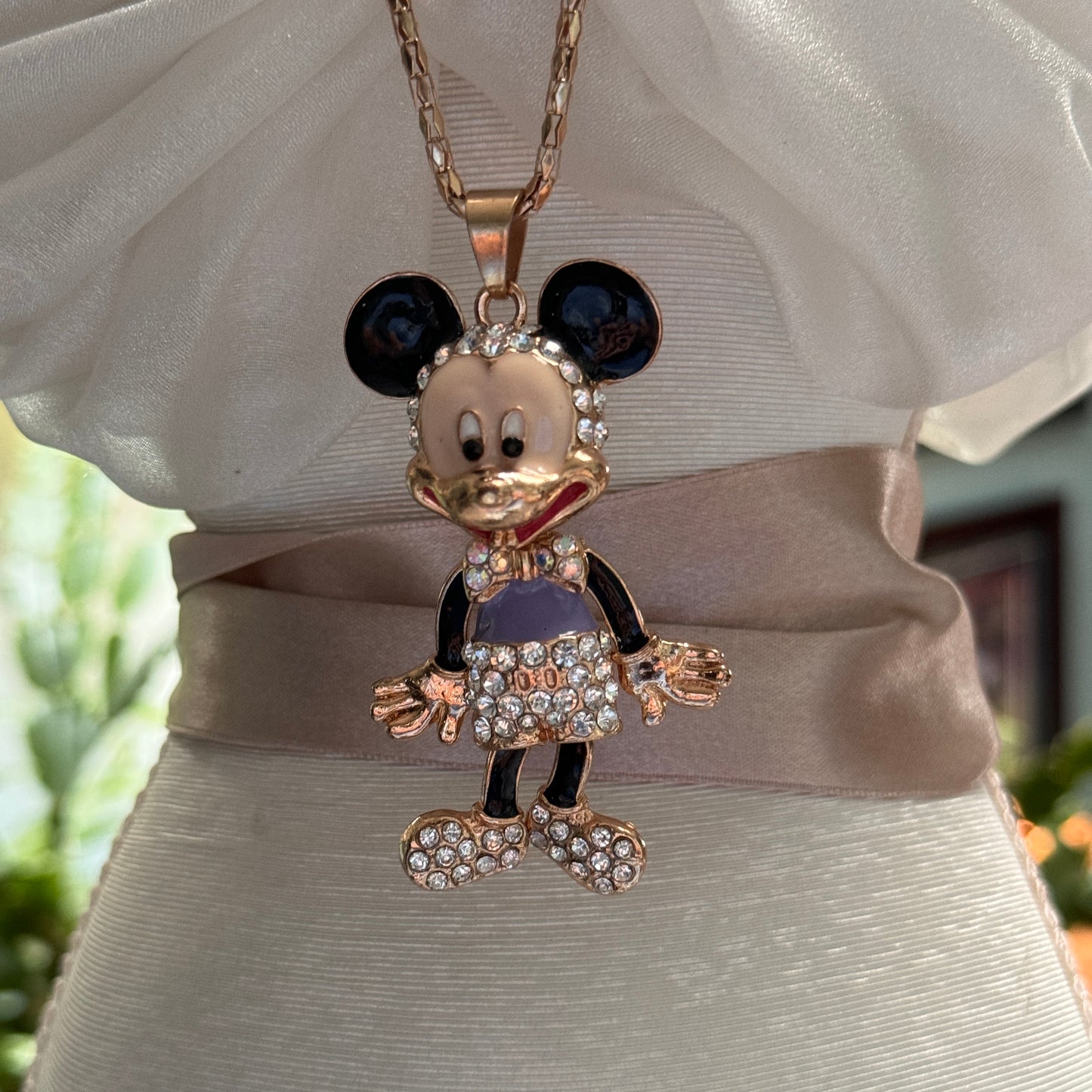 Betsy Johnson Minnie Mouse Rhinestone  Necklace