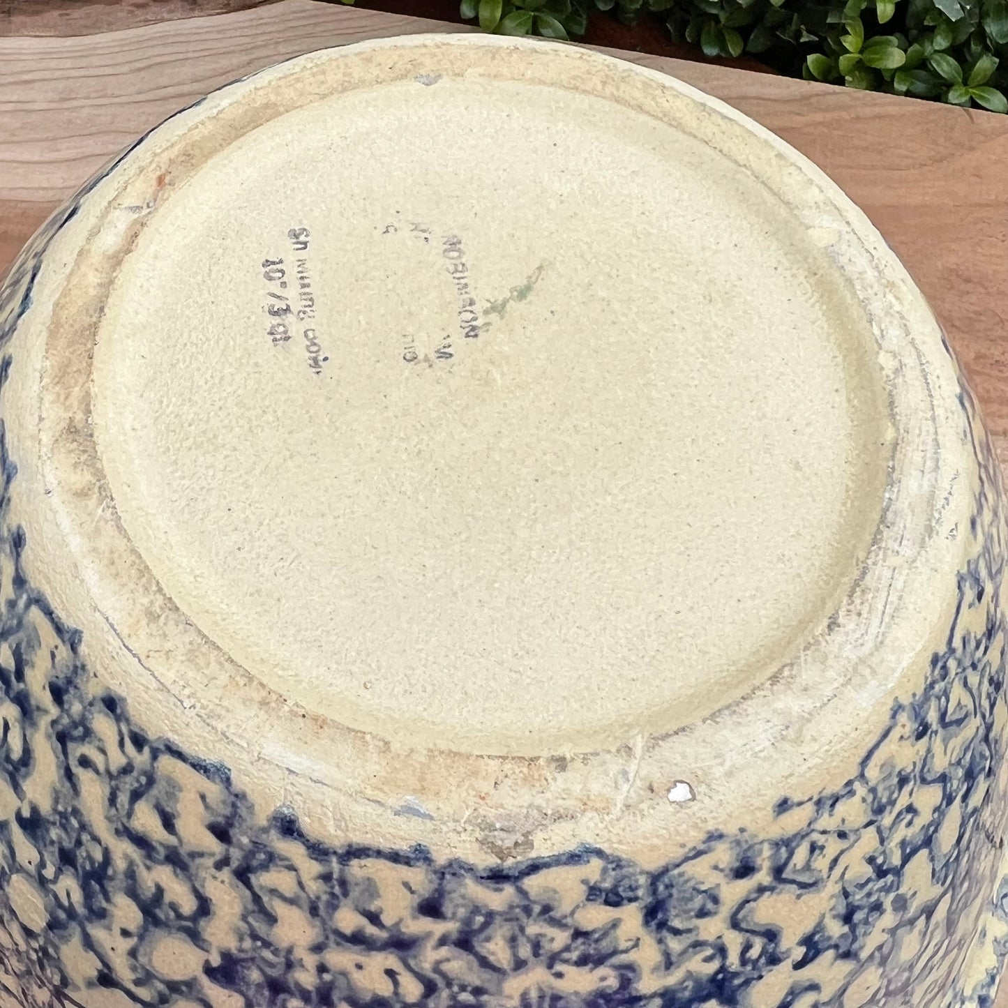 Vintage Robinson Ramsbottom Blue Spongeware Mixing Bowl
