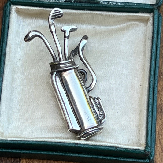 Taxco Mexican Vintage Sterling Silver Golf Clubs & Bag Pin