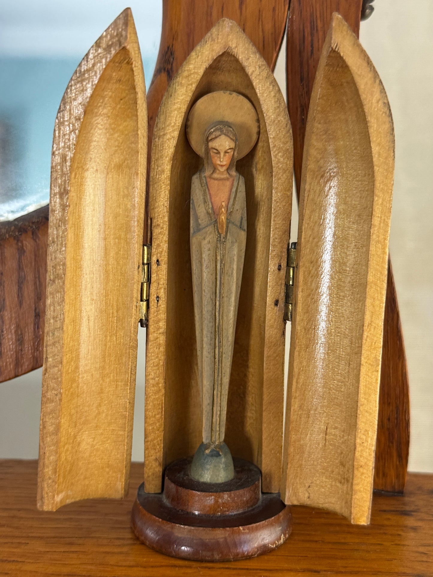 Vintage Miniature Chapel Shrine Mary Travel Altar