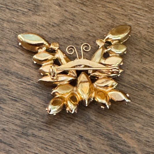 Vintage Juliana D & E Yellow and Topaz Rhinestone Butterfly Pin