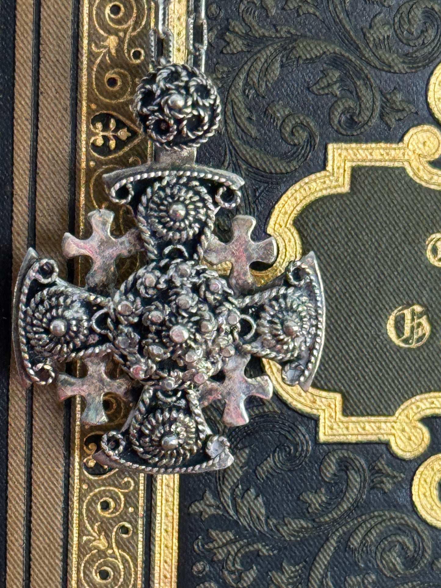 950 Silver Jerusalem Maltese Crusader Cross Pendant Necklace