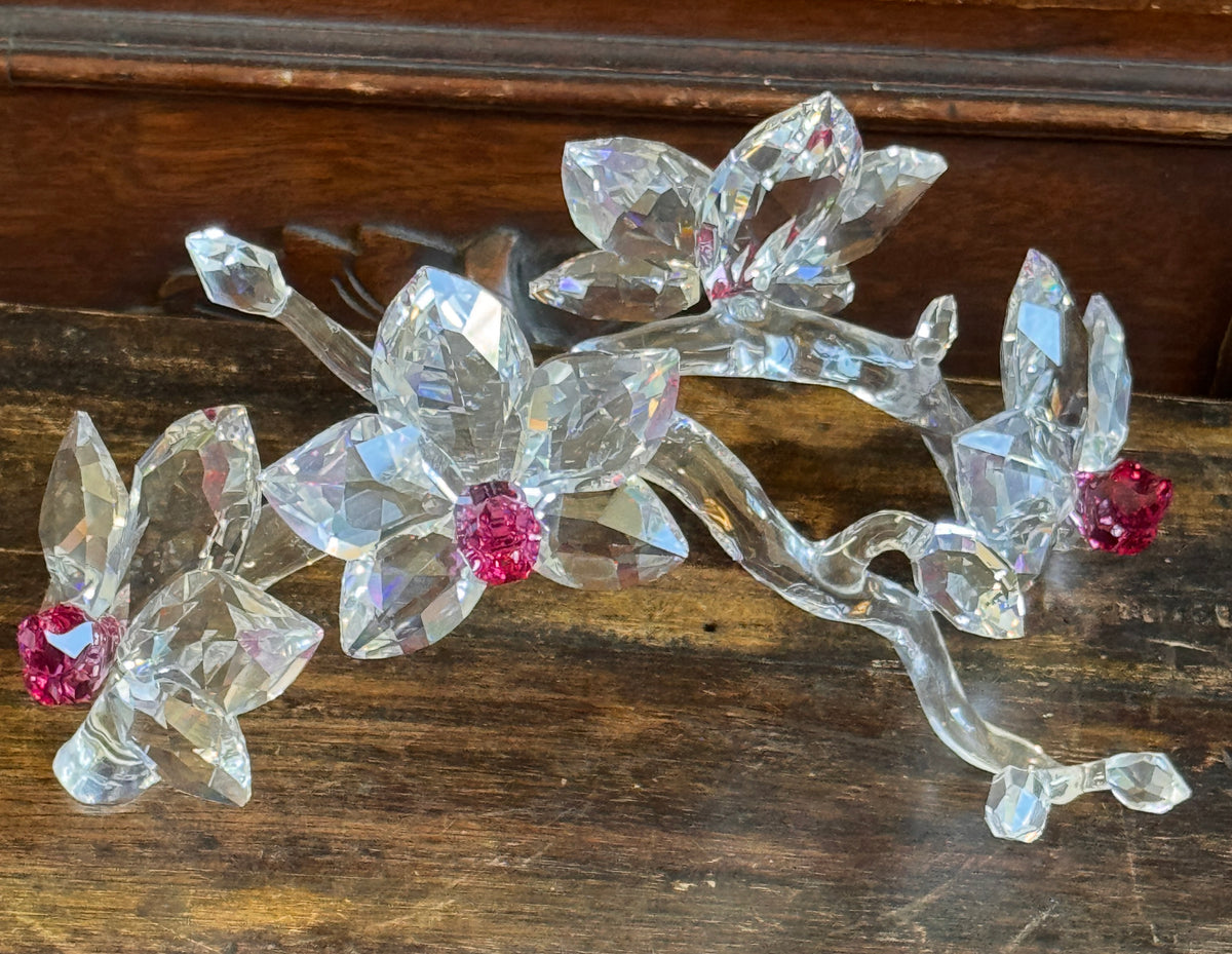 Swarovski "In The Secret Garden" Orchids on a Branch & Orchid Blossom, Retired