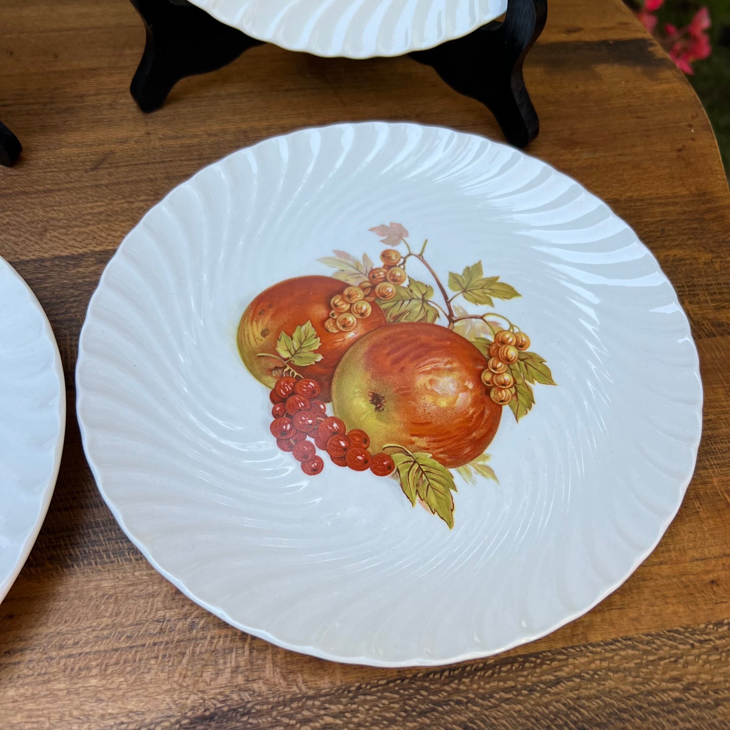 Four Burgess & Leigh Burleigh English Fruit Dessert Plates