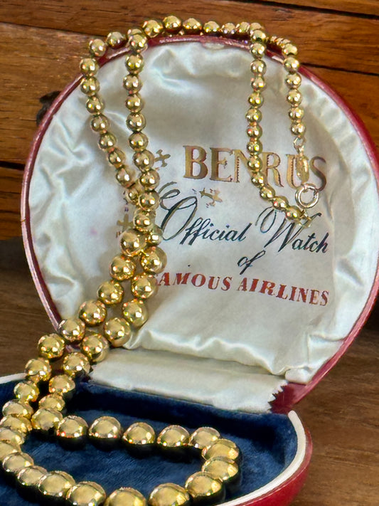 Vintage Napier Graduated Gold Tone Metal Bead Necklace