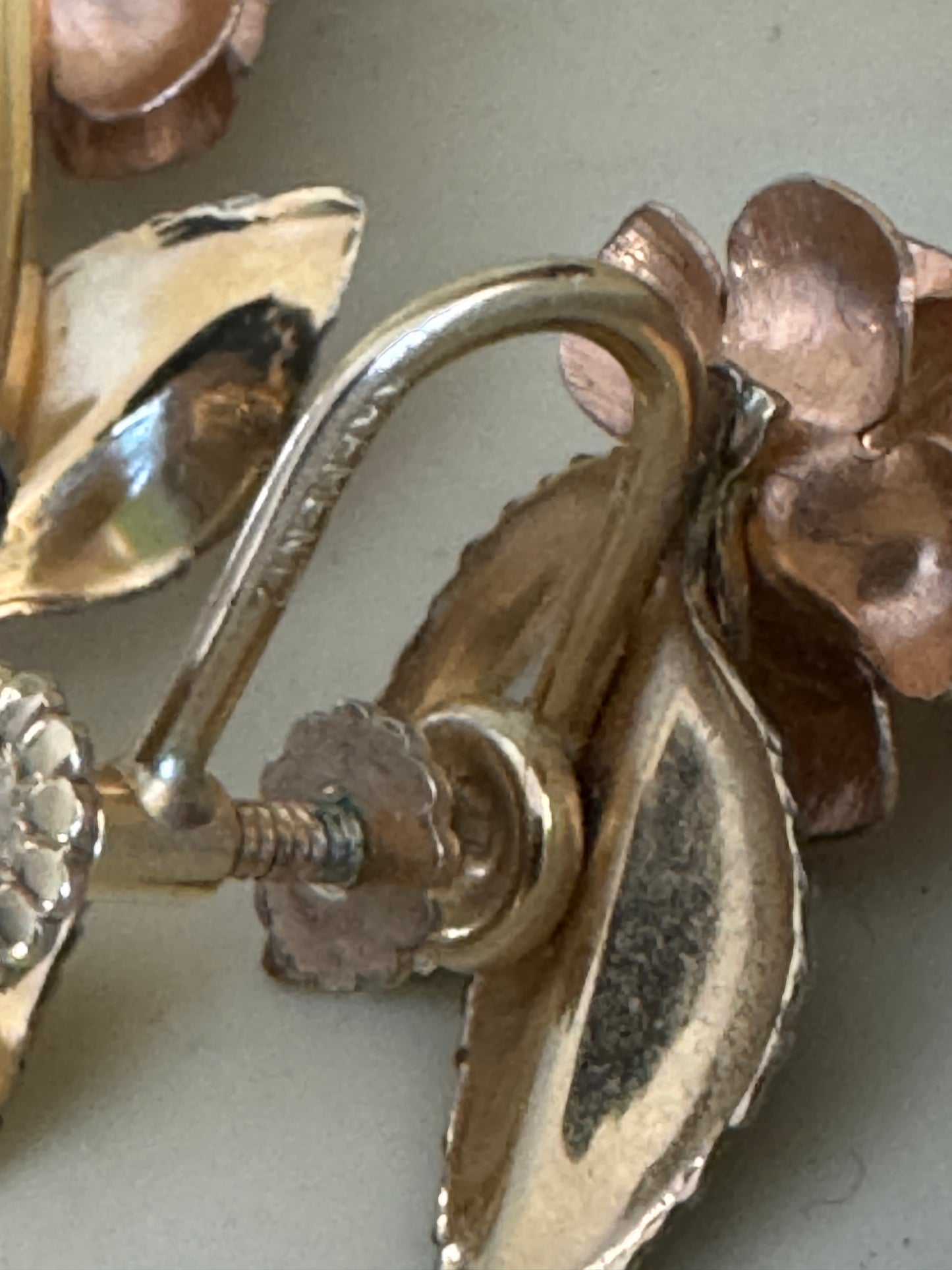 Vintage Krementz 14K Overlay Rose Brooch and Earrings
