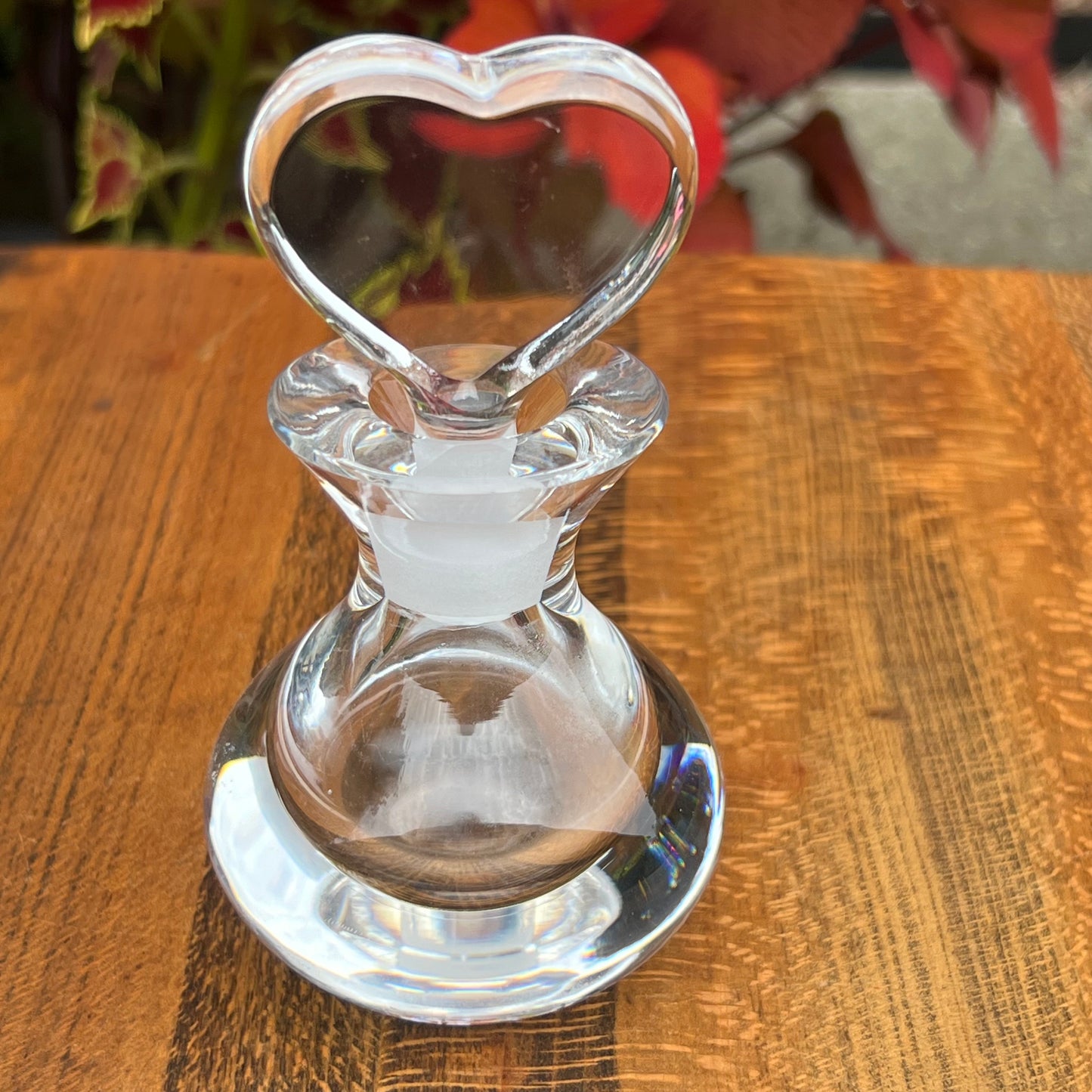 Vintage Orresfors Swedish Handmade Heart Glass Heart Stopper Perfume Bottle