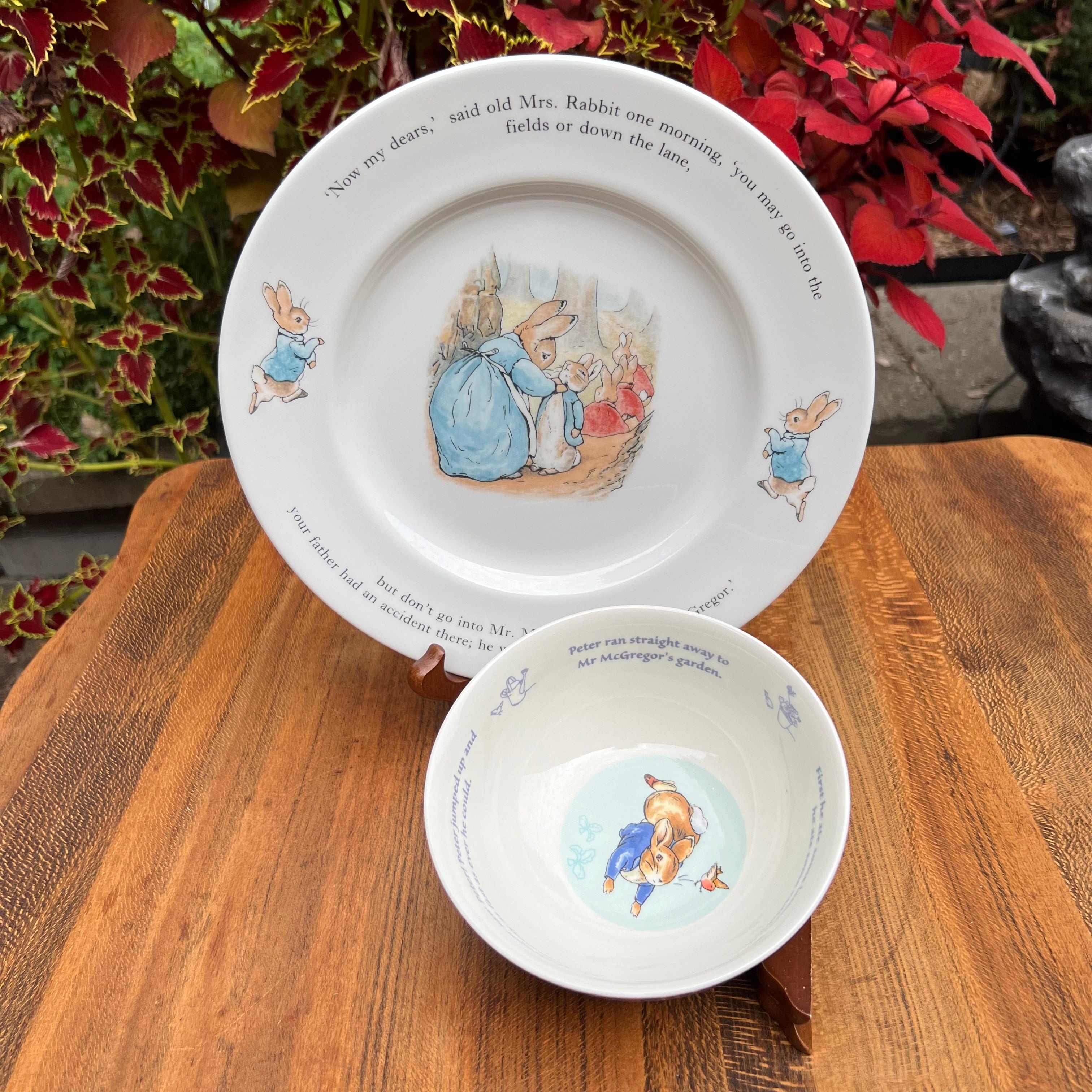 Wedgwood Beatrix Potter Peter Rabbit Bowl Mrs. Rabbit Plate Lady Slippers