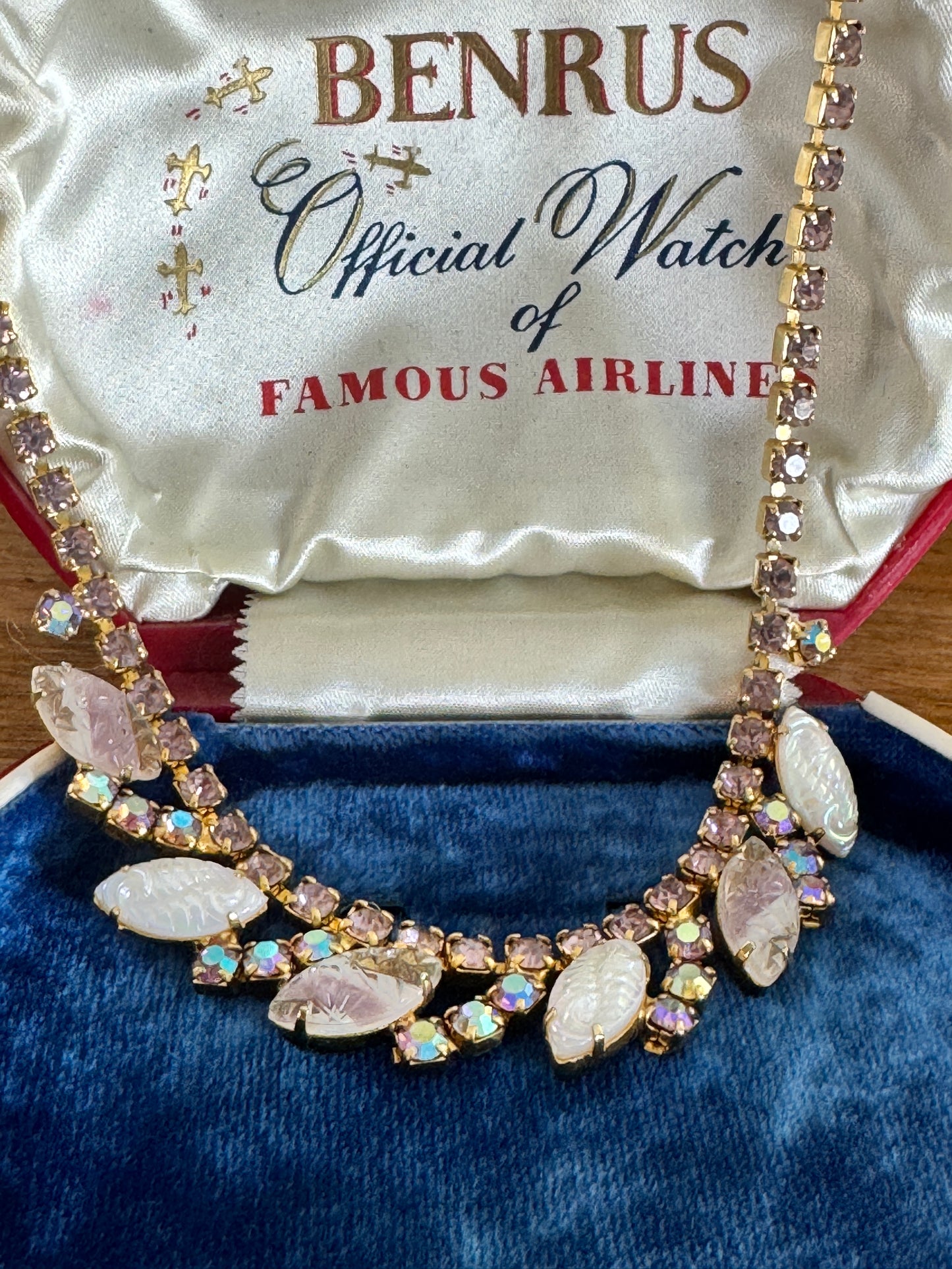 Vintage Pink and White Rhinestone Necklace