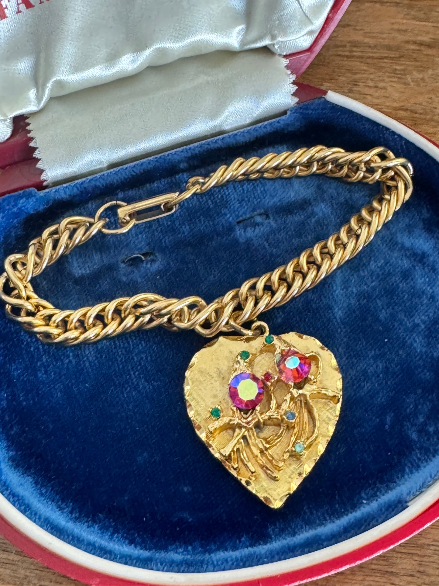 Vintage Love Birds Rhinestone Charm Bracelet