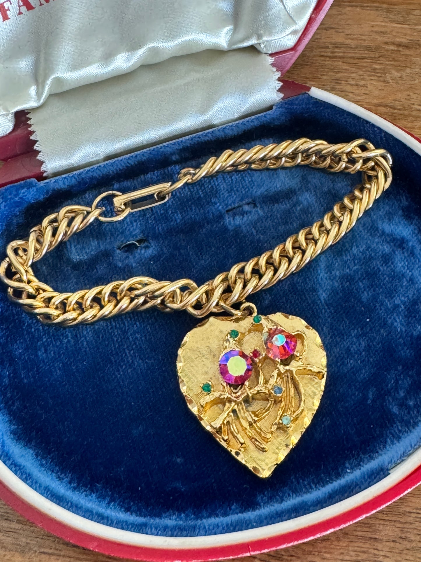 Vintage Love Birds Rhinestone Charm Bracelet