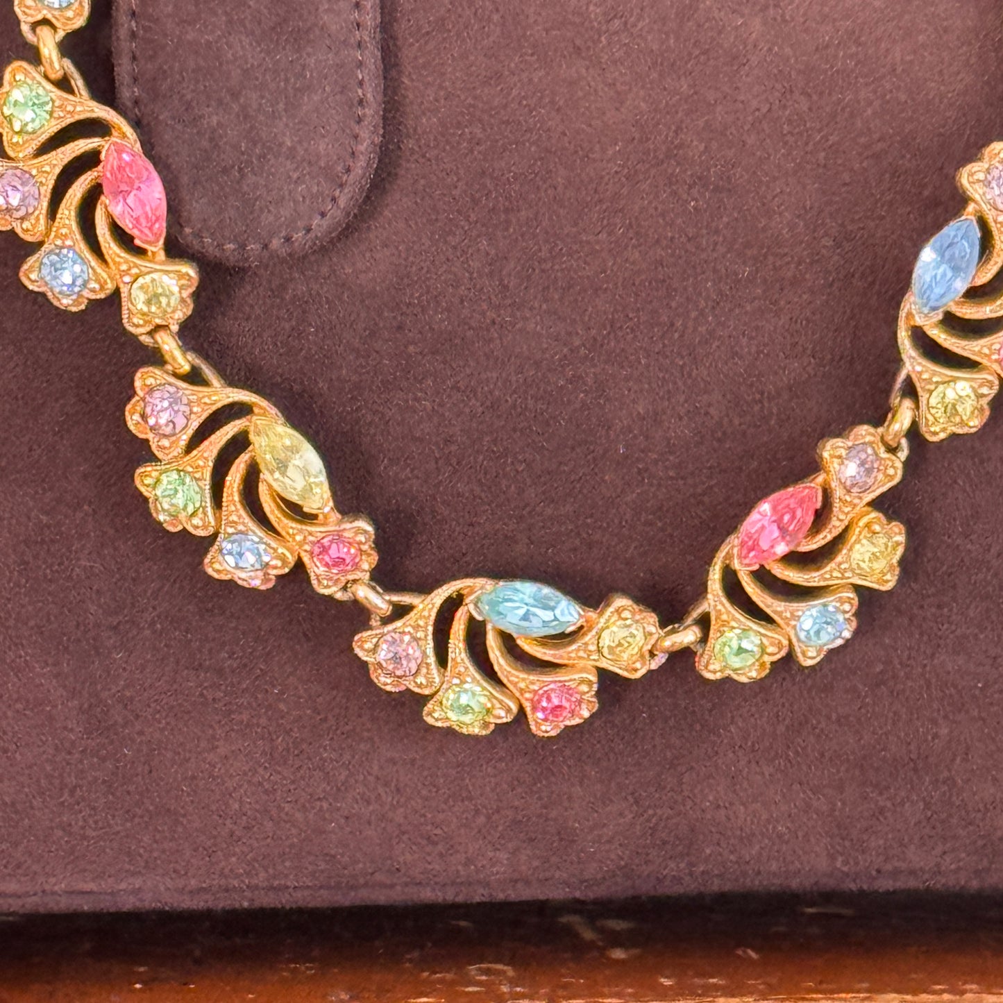 Vintage Bogoff Pastel Rhinestone Necklace - Lady Slippers