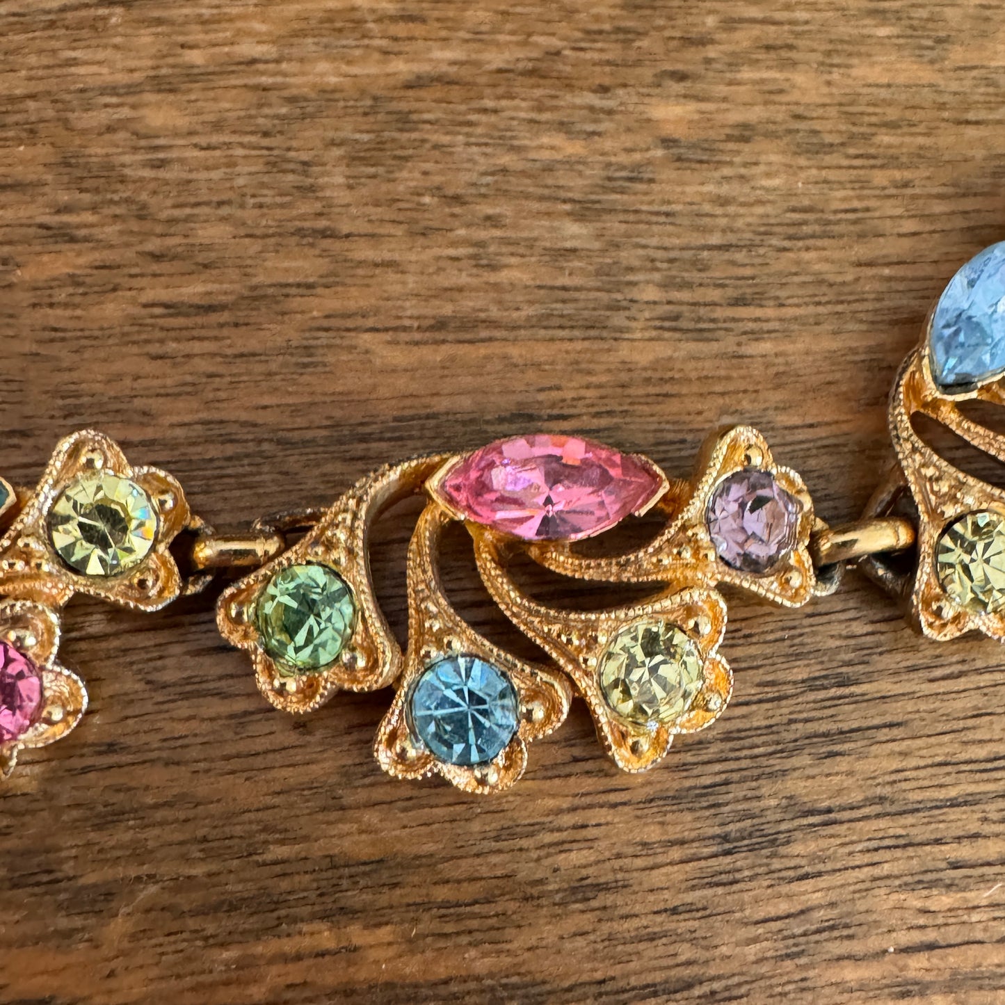 Vintage Bogoff Pastel Rhinestone Necklace - Lady Slippers