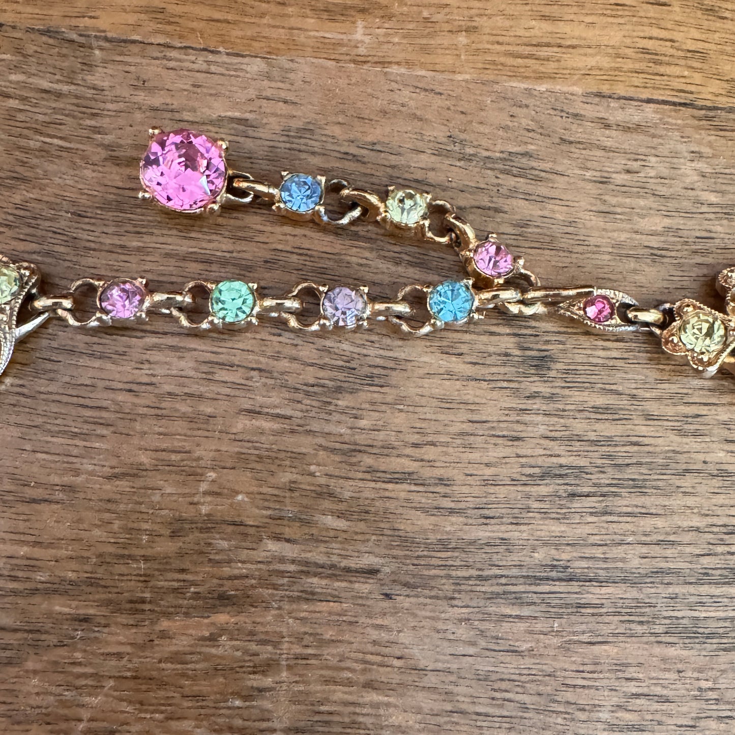 Vintage Bogoff Pastel Rhinestone Necklace - Lady Slippers