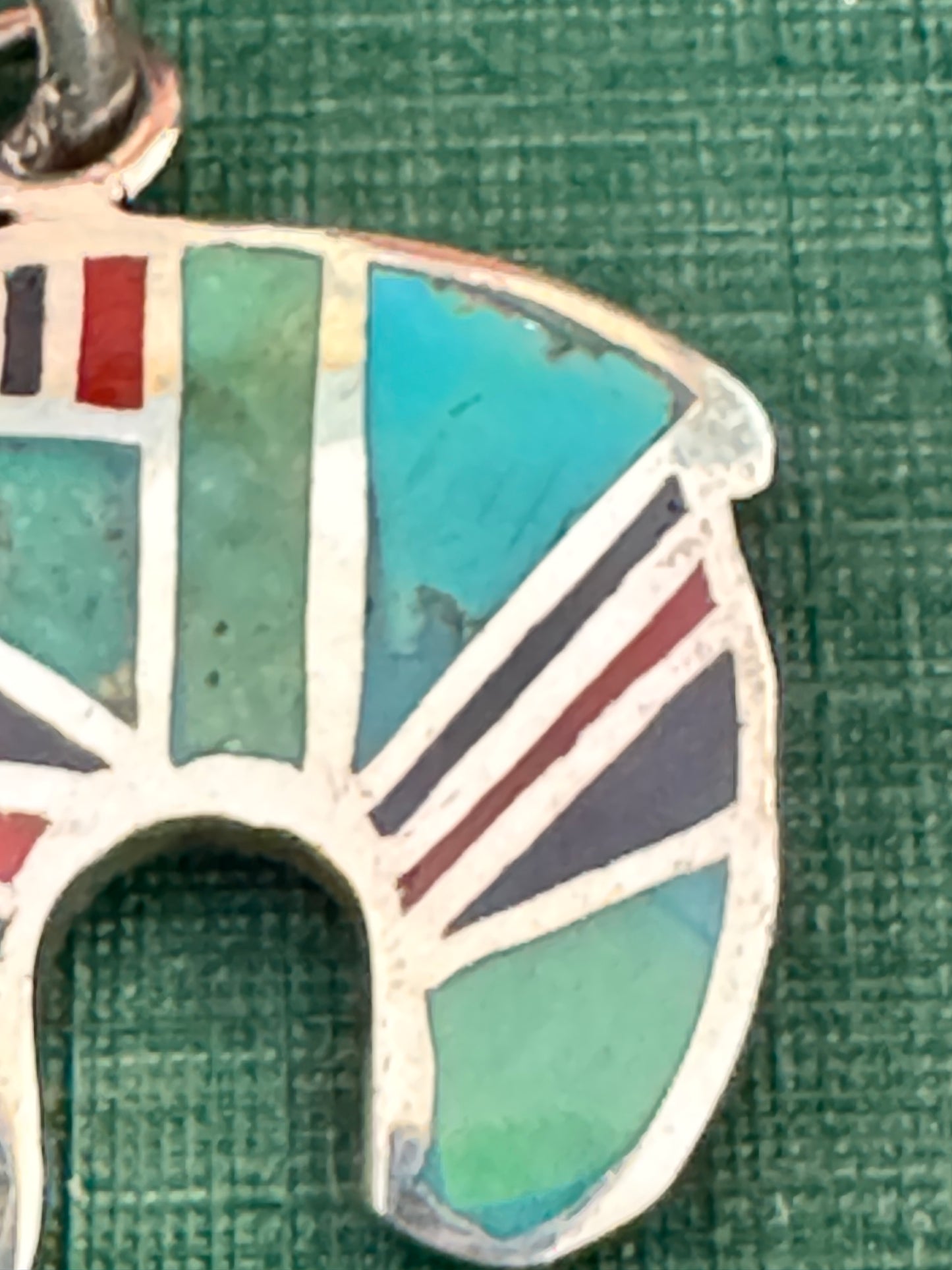 Sterling Silver Hardstone Inlay Native American Bear Pendant