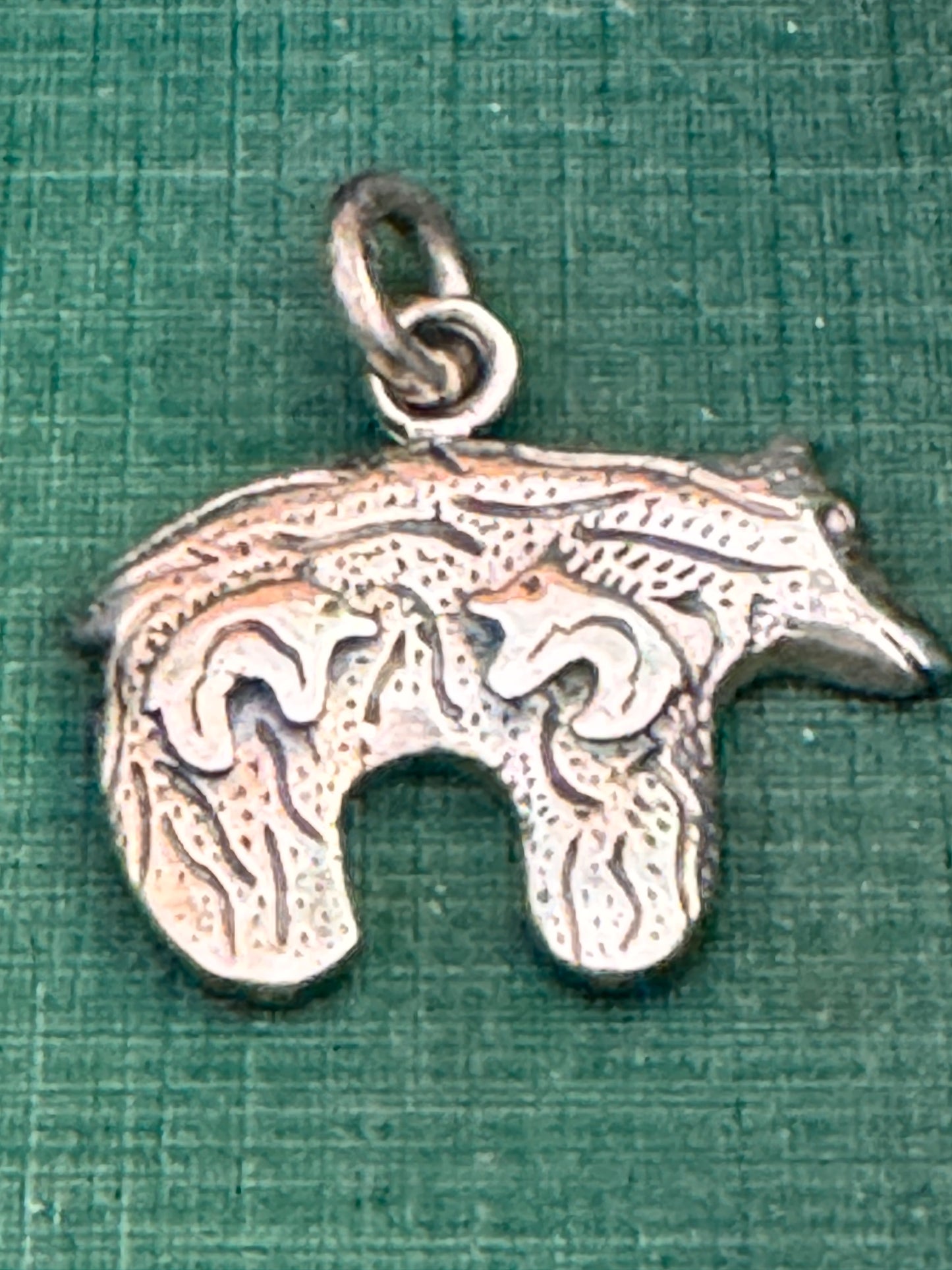Sterling Silver Hardstone Inlay Native American Bear Pendant