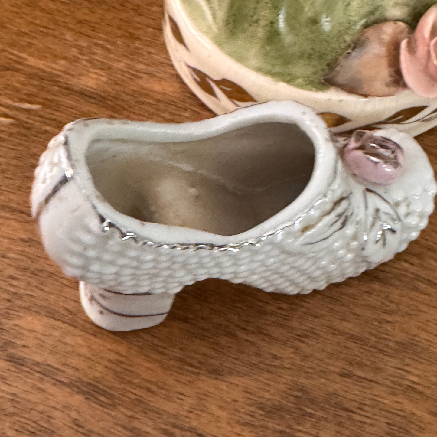 Vintage Cordey Victorian Woman Figurine, Minton Plate, Japan Shoe Collection