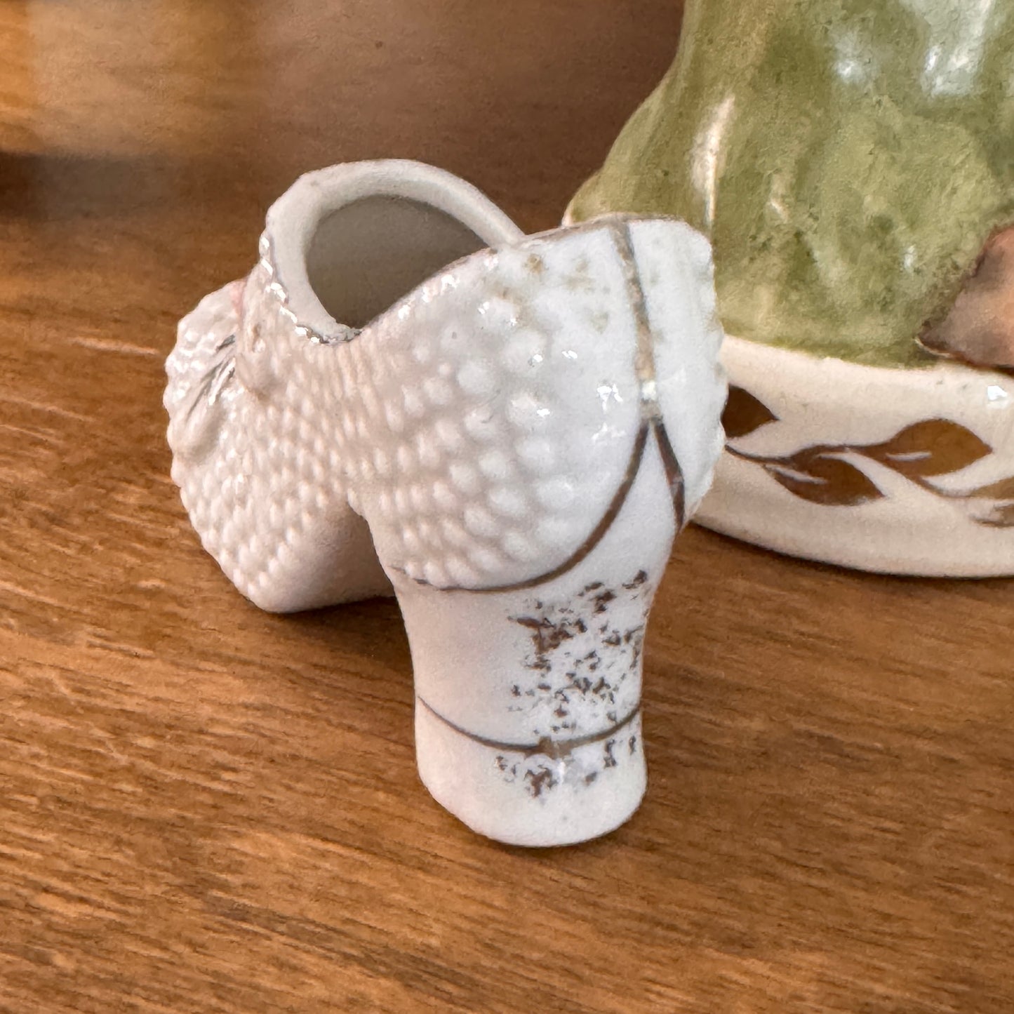 Vintage Cordey Victorian Woman Figurine, Minton Plate, Japan Shoe Collection