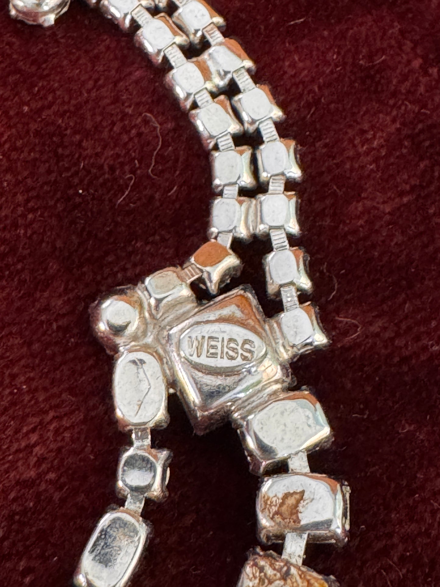 Vintage Weiss Clear Multi Faceted Rhinestone Festoon Necklace - Lady Slippers