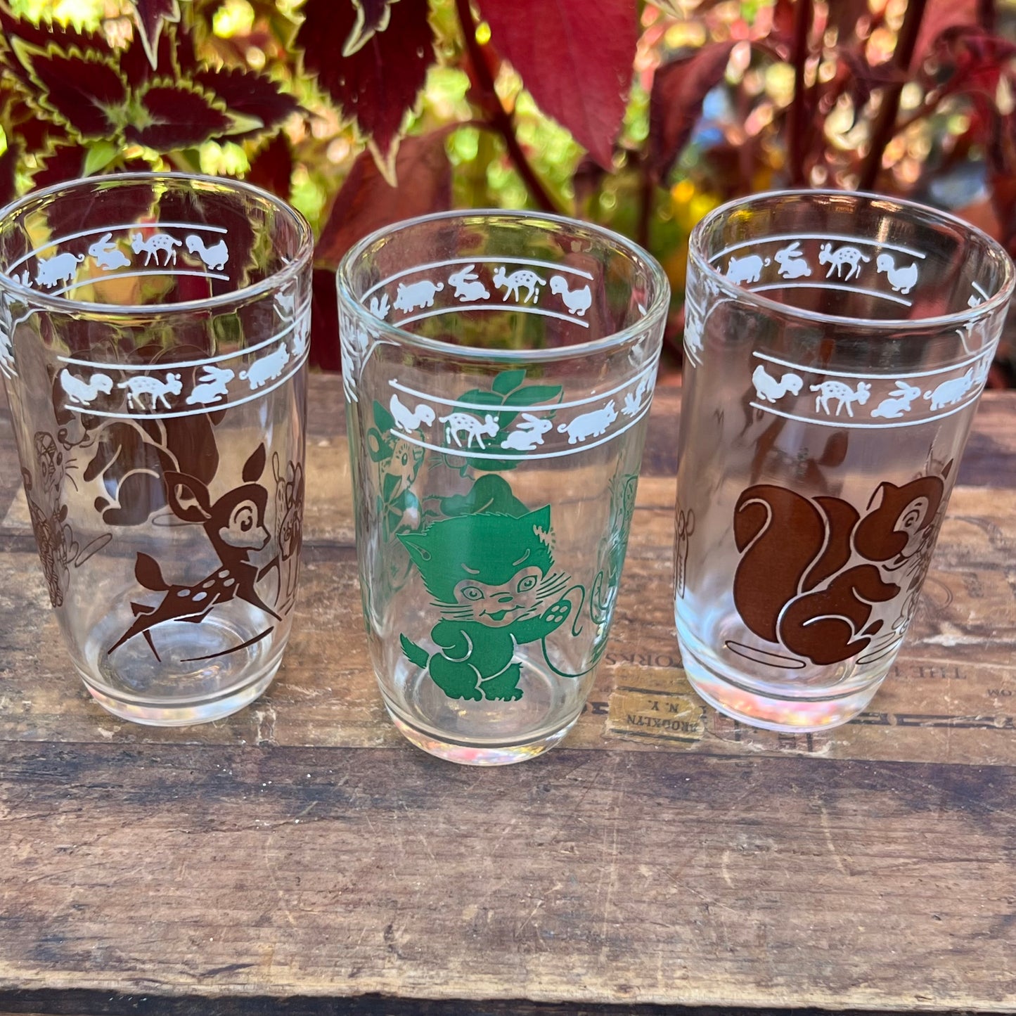 Three Vintage Swanky Swigs Kiddy Kup Beverage Glasses