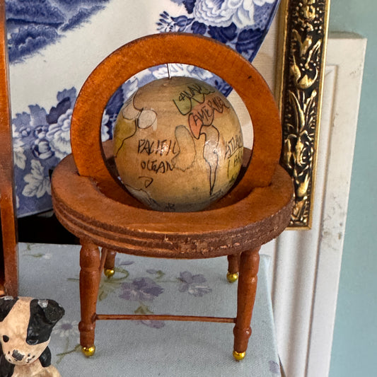 Vintage Miniature Dollhouse Globe Map with Stand