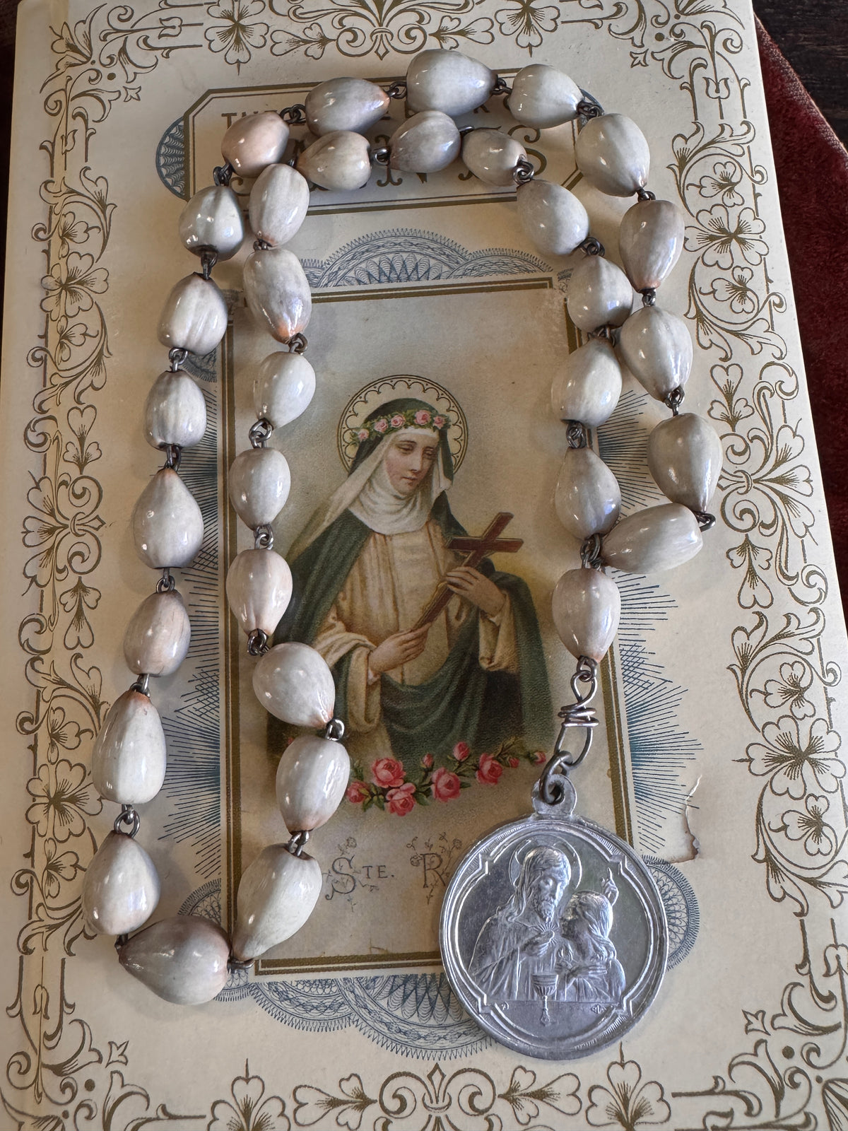 Vintage Blessed Sacrament Chaplet with Job's Tears Beads