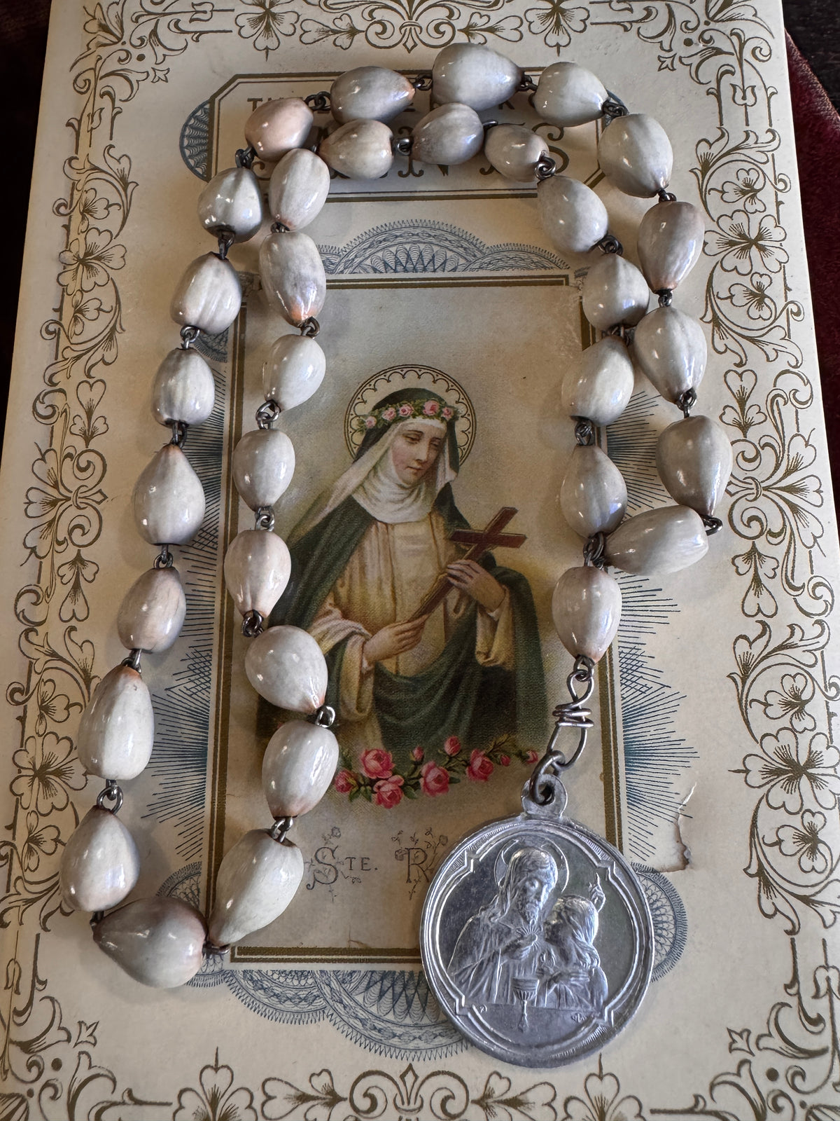 Vintage Blessed Sacrament Chaplet with Job's Tears Beads