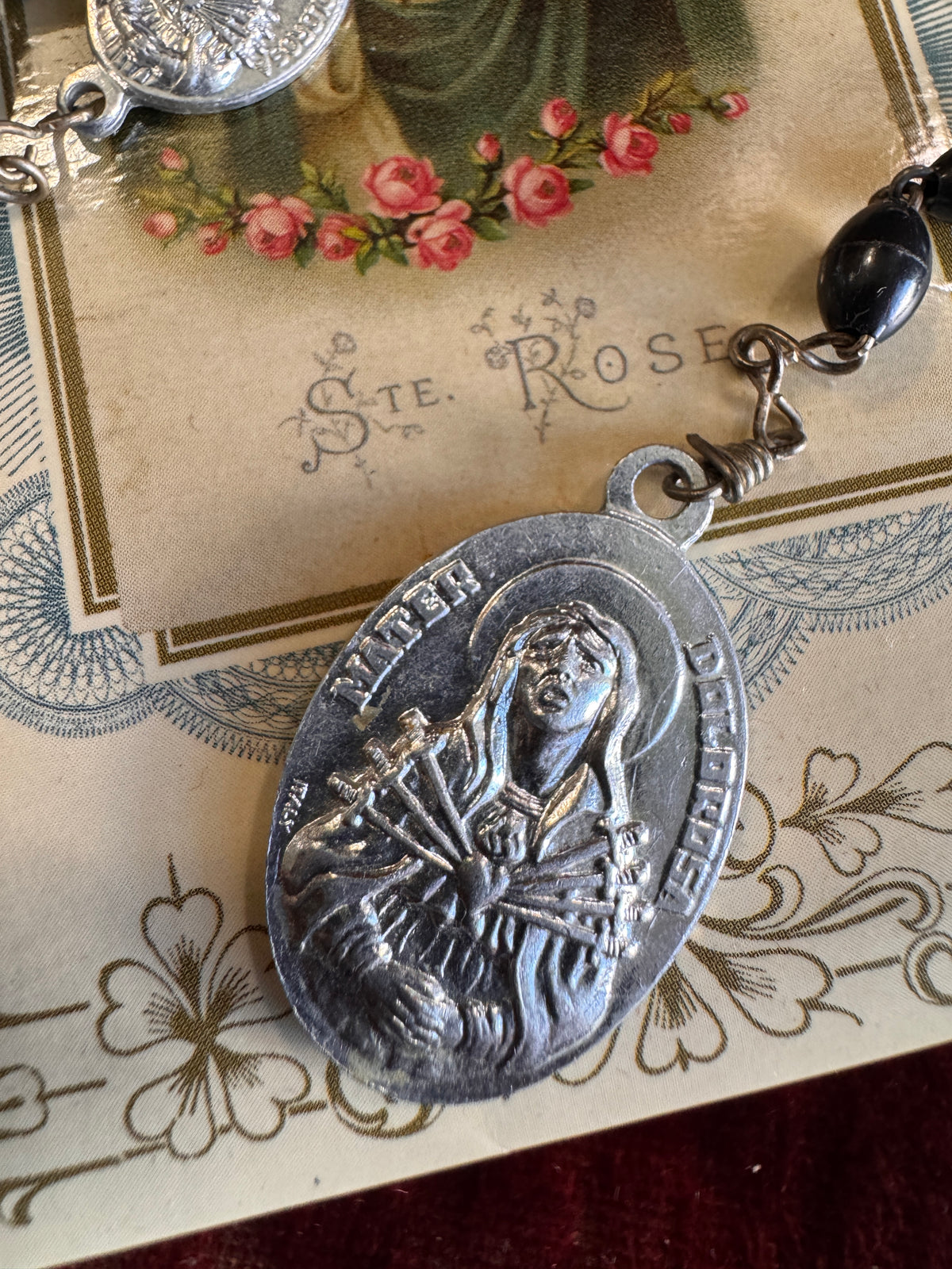 Vintage Seven Sorrows of Mary Servite Rosary, Mater Dolorosa