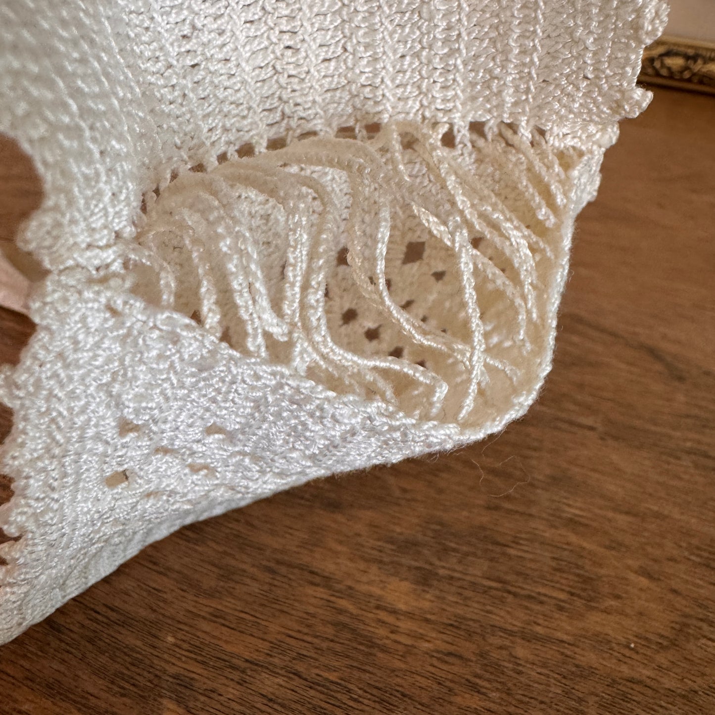 Antique Victorian Soft White Crochet Finger Purse