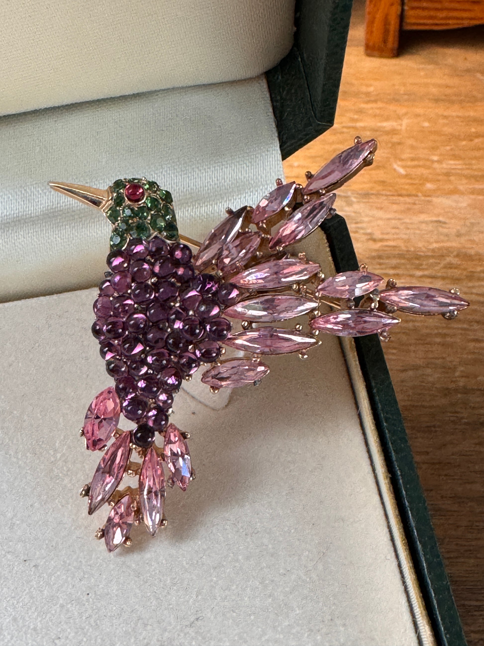 Vintage Crown Trifari Hummingbird brooch front