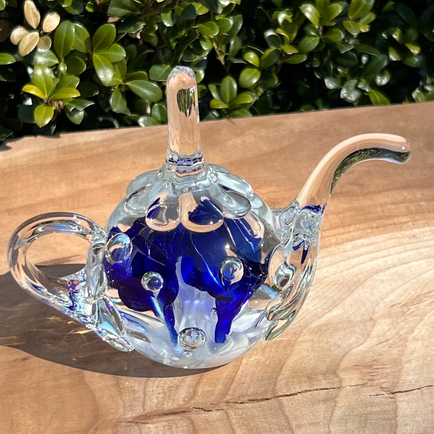Vintage Joe St. Clair Controlled Bubble Glass Tea Pot Paperweight