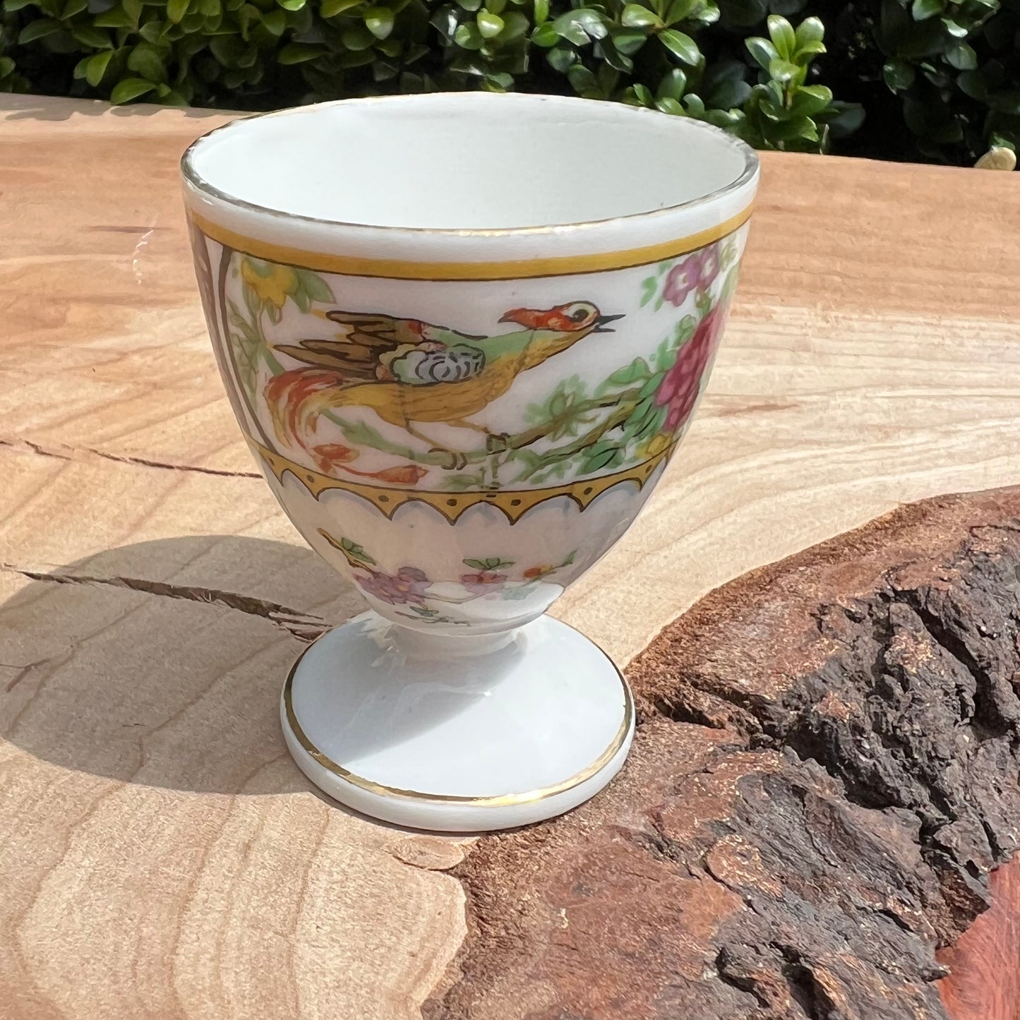 Vintage French F-M Limoges Egg Cup Day & Night Bird